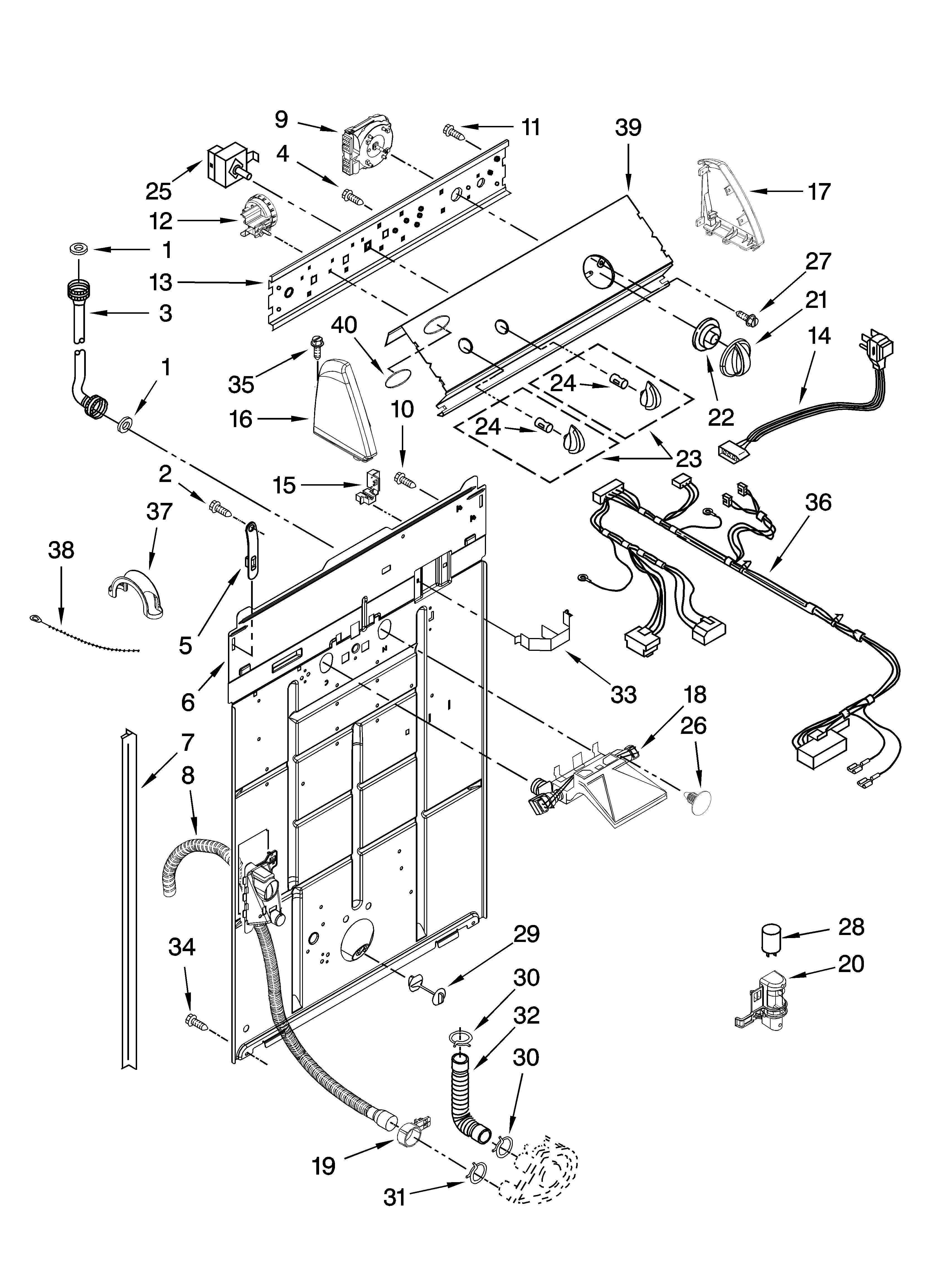 Controls and rear panel parts