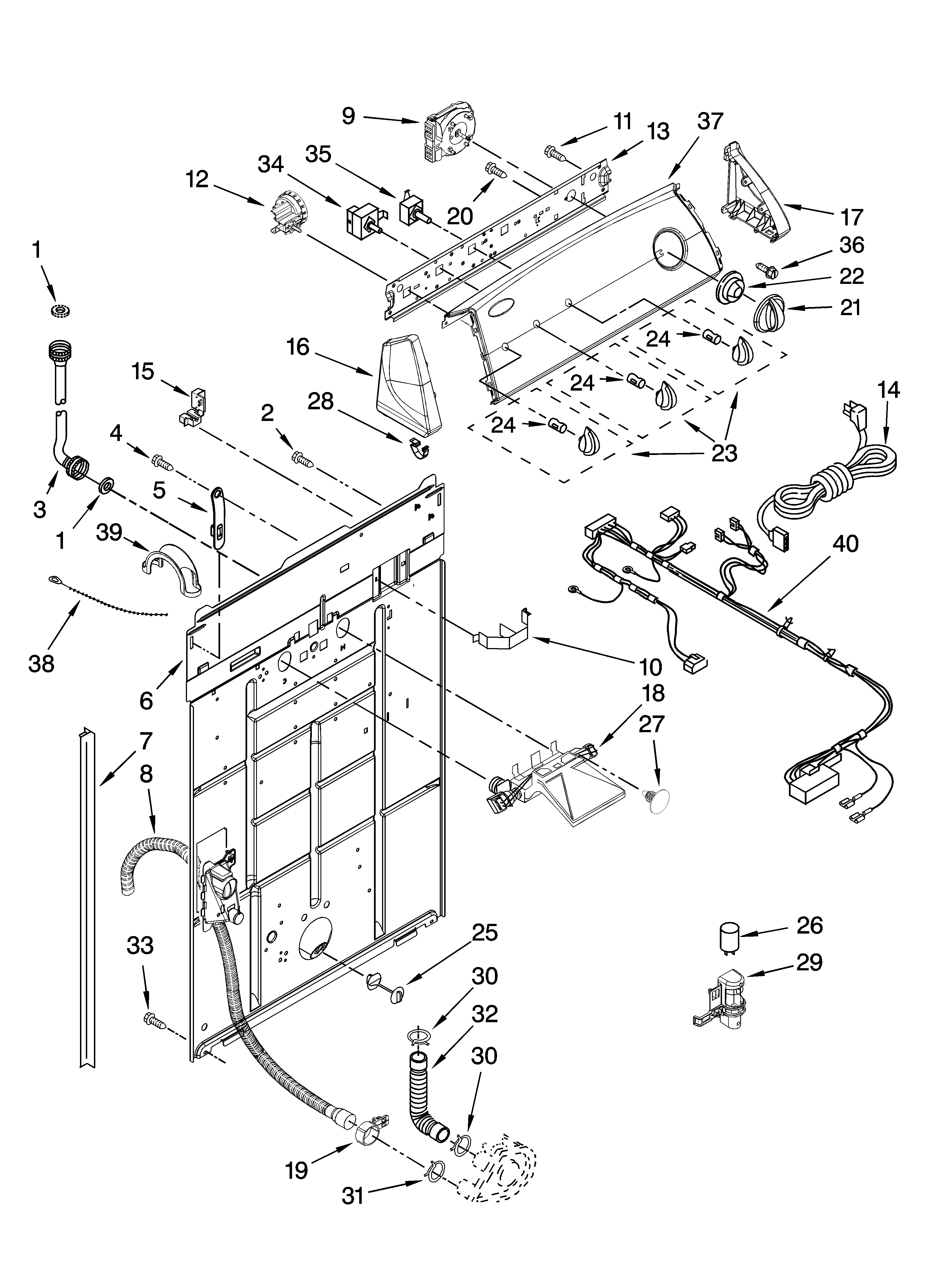 Controls and rear panel parts