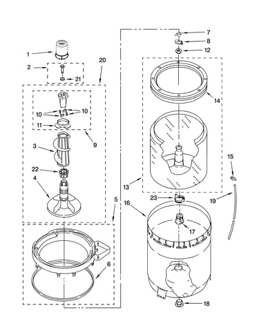 Agitator, basket and tub parts