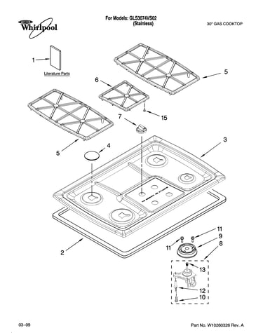 Cooktop, burner and grate parts