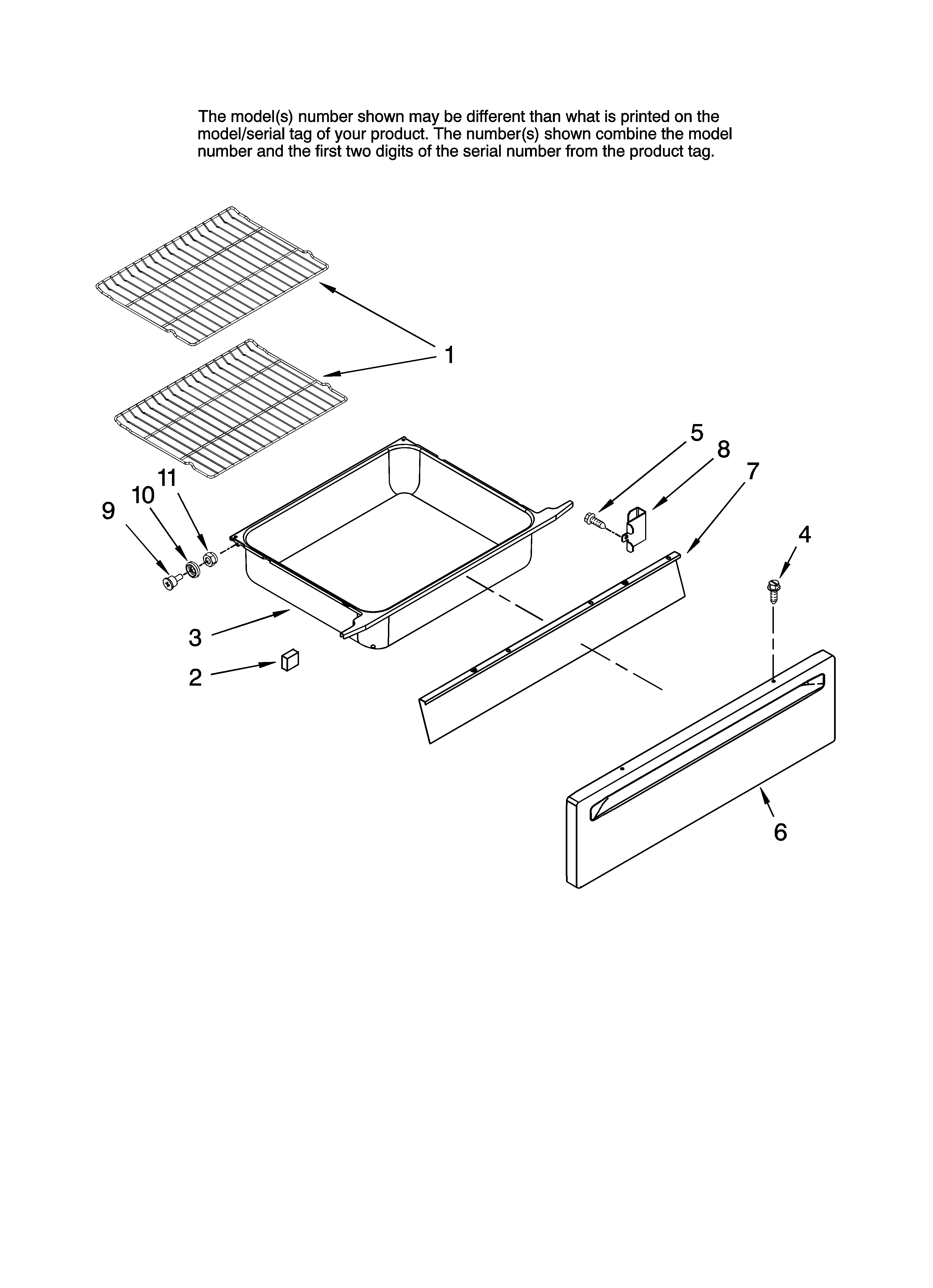 Drawer and rack parts
