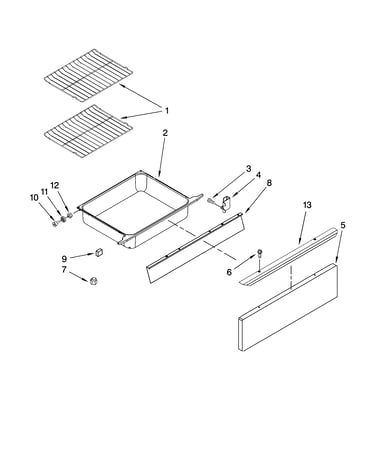 Drawer and rack parts