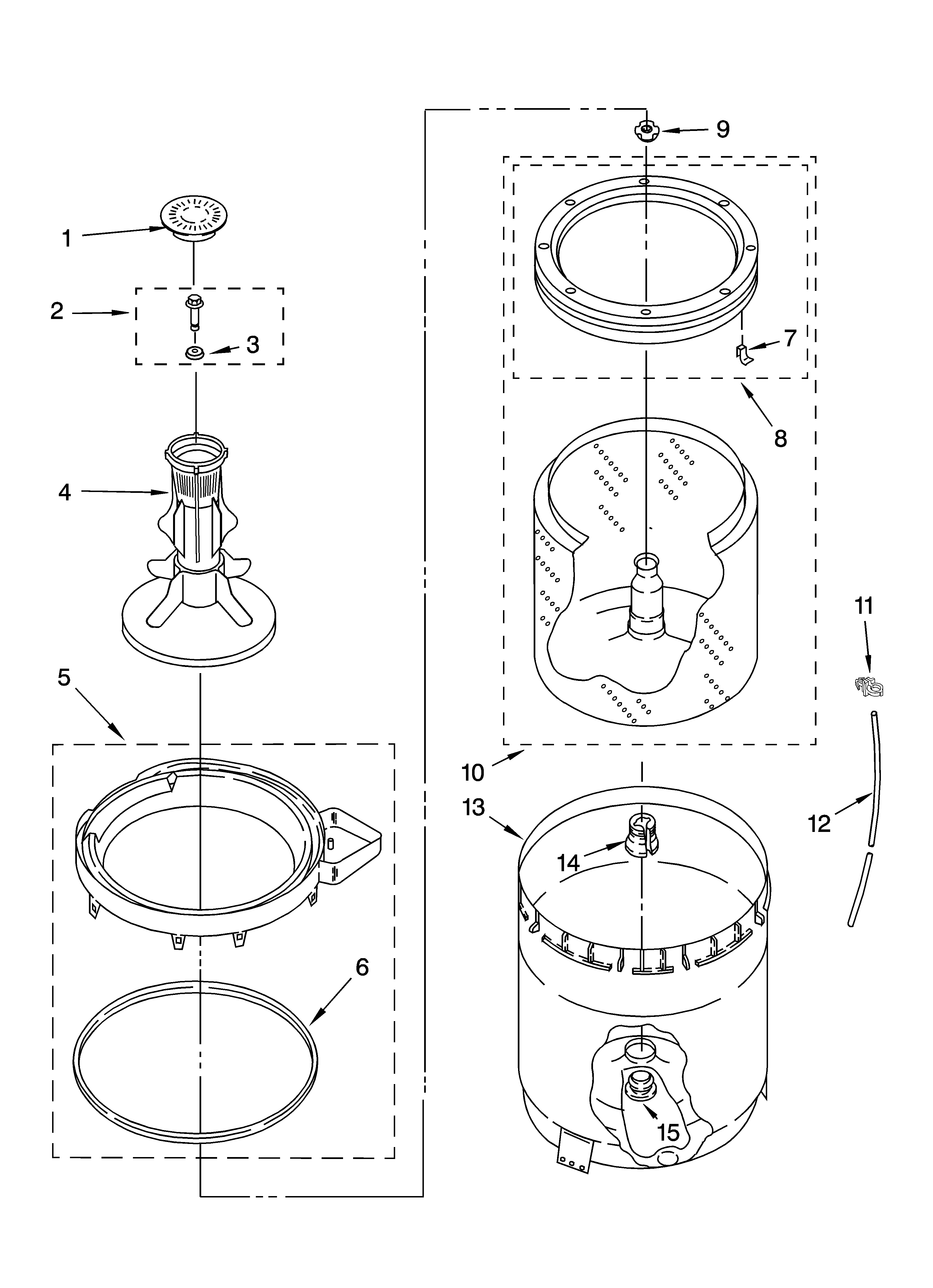 Agitator, basket and tub parts