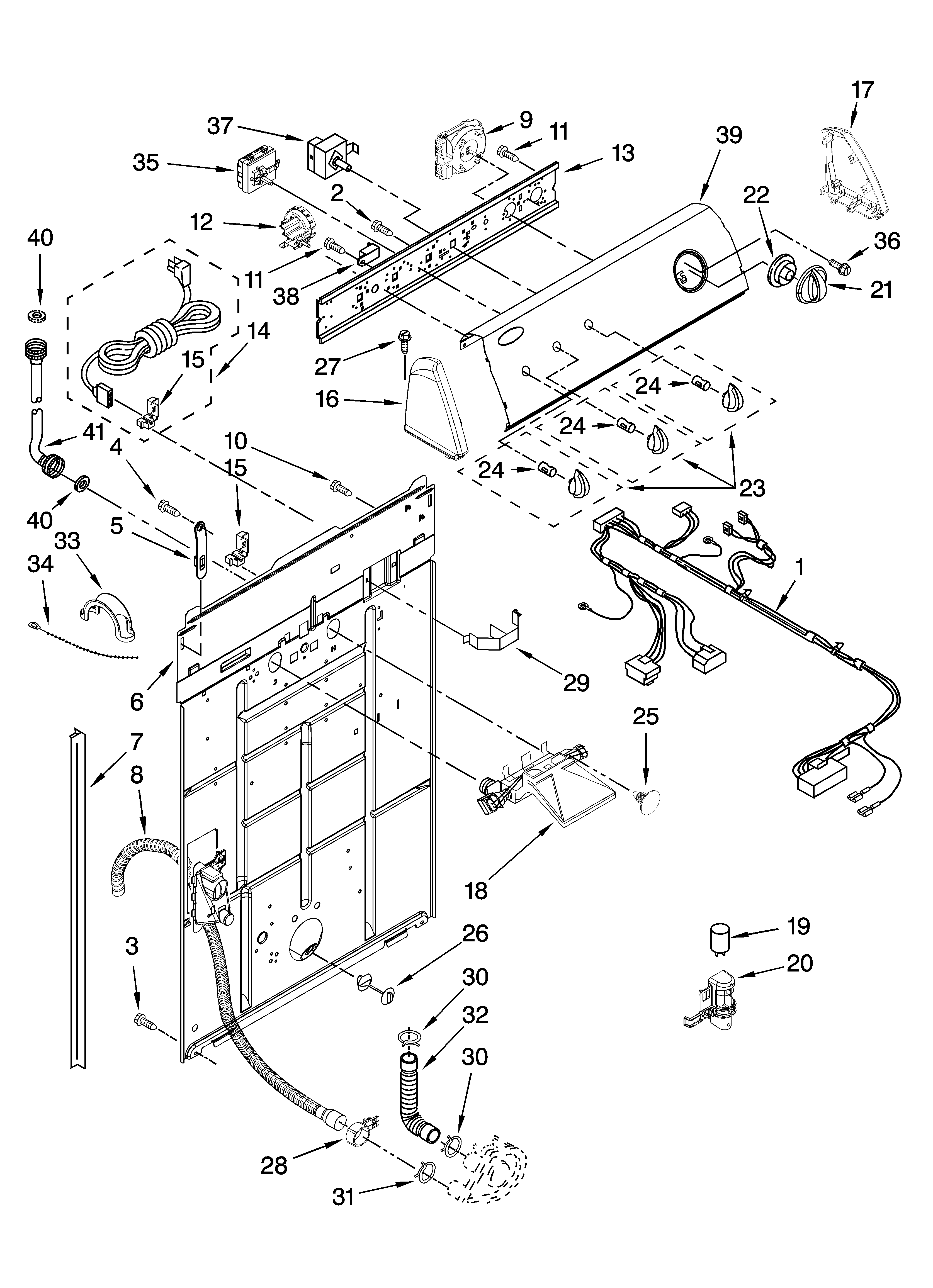 Controls and rear panel parts