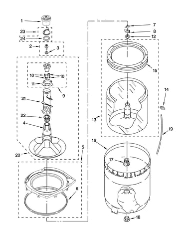 Agitator, basket and tub parts