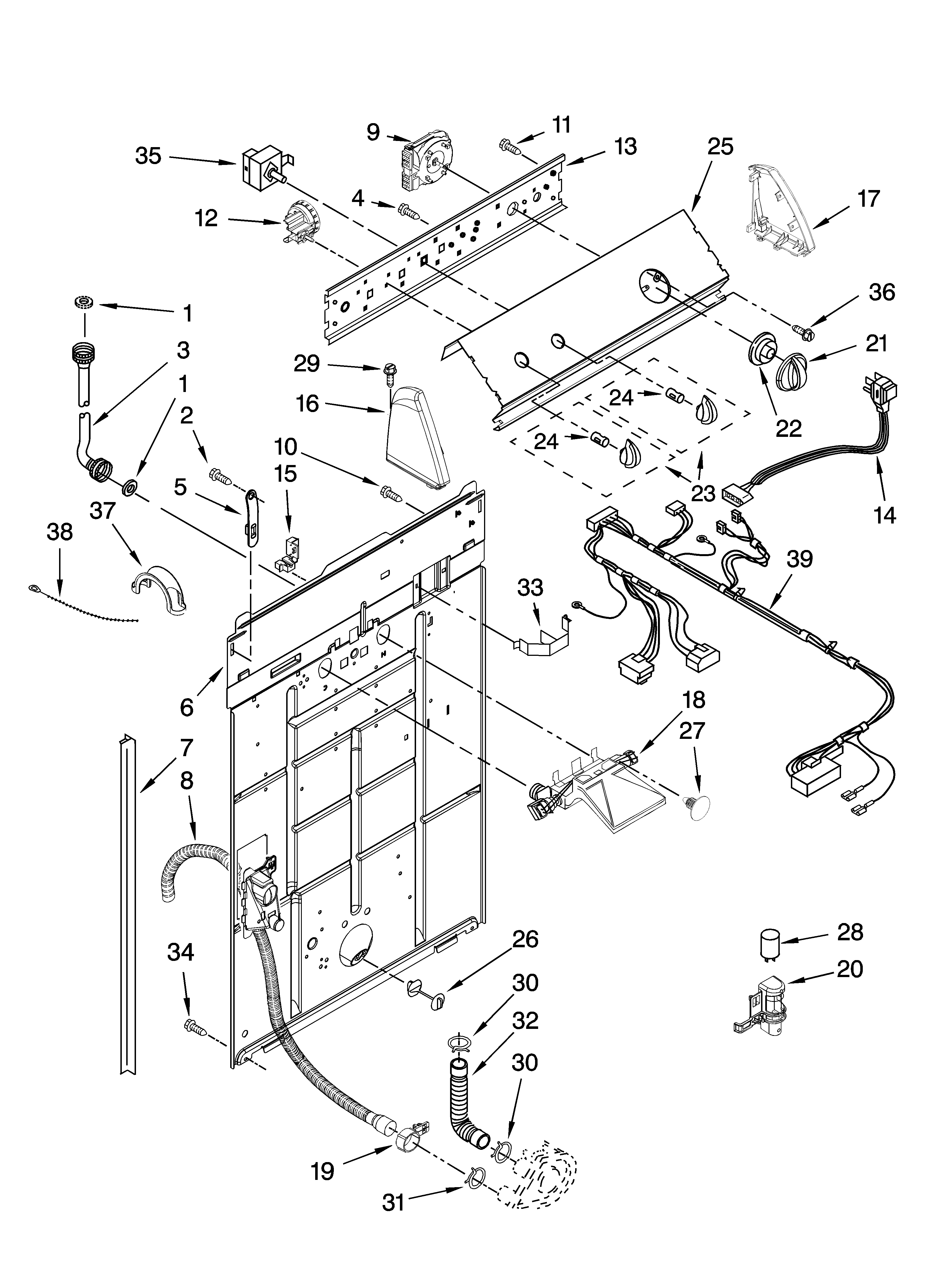 Controls and rear panel parts