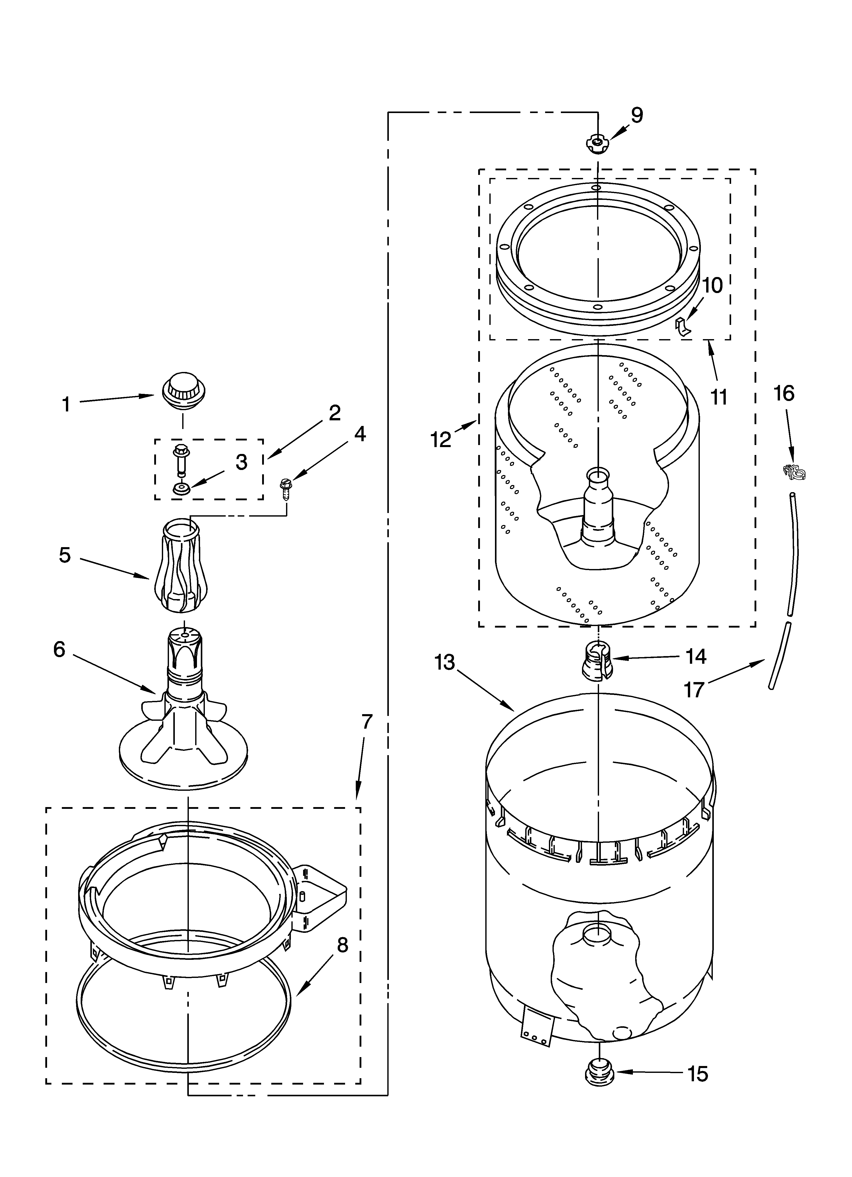 Agitator, basket and tub parts