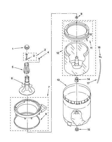 Agitator, basket and tub parts