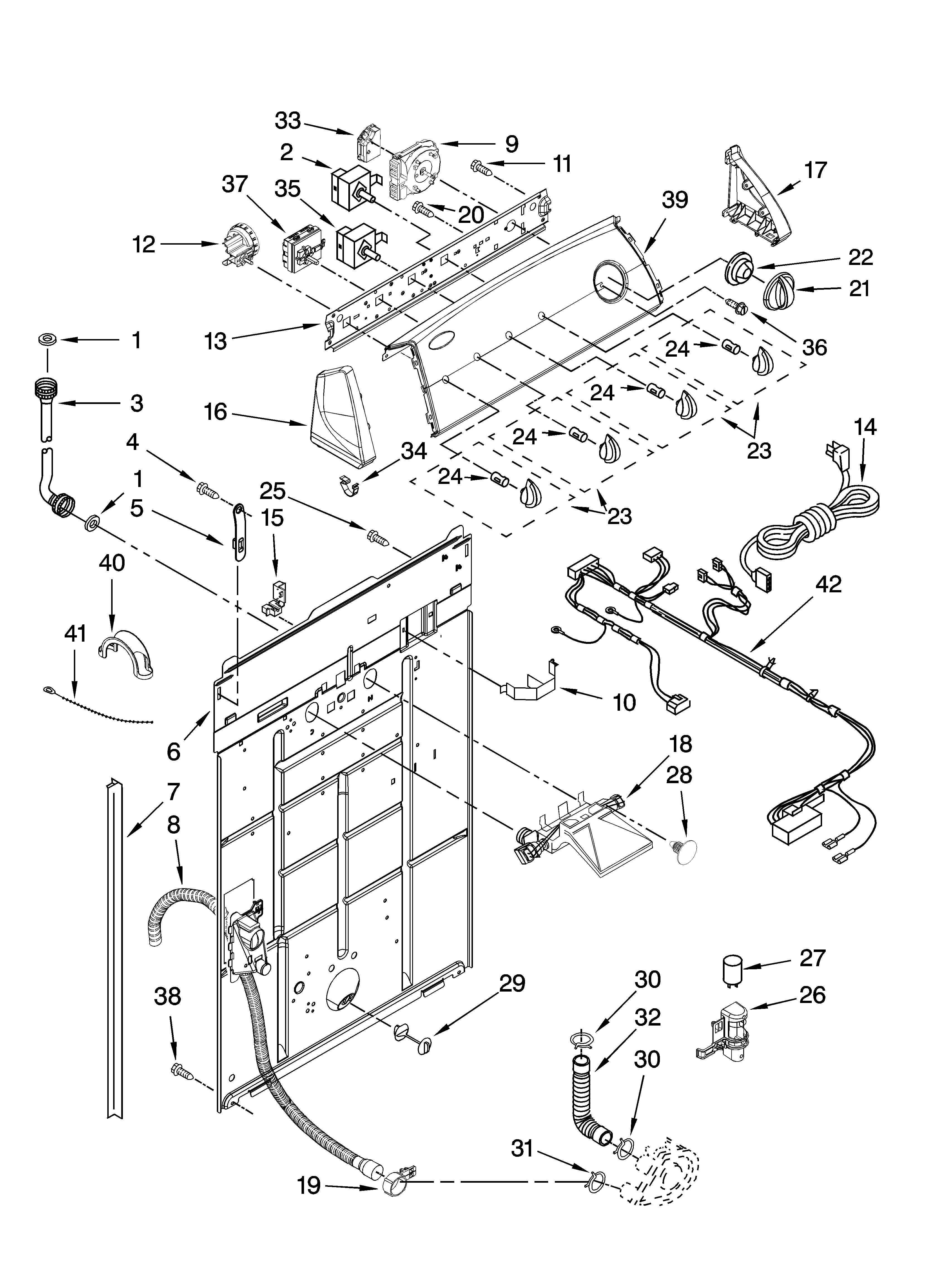 Controls and rear panel parts
