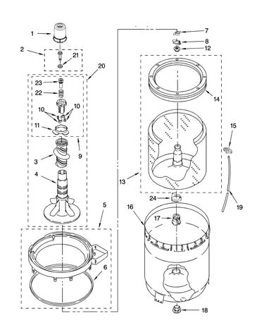 Agitator, basket and tub parts