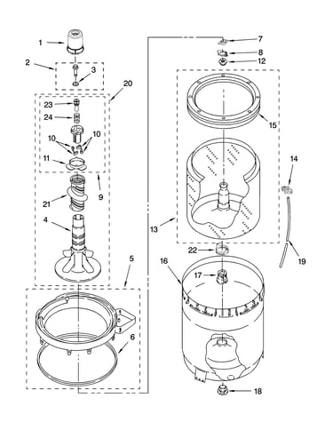 Agitator, basket and tub parts