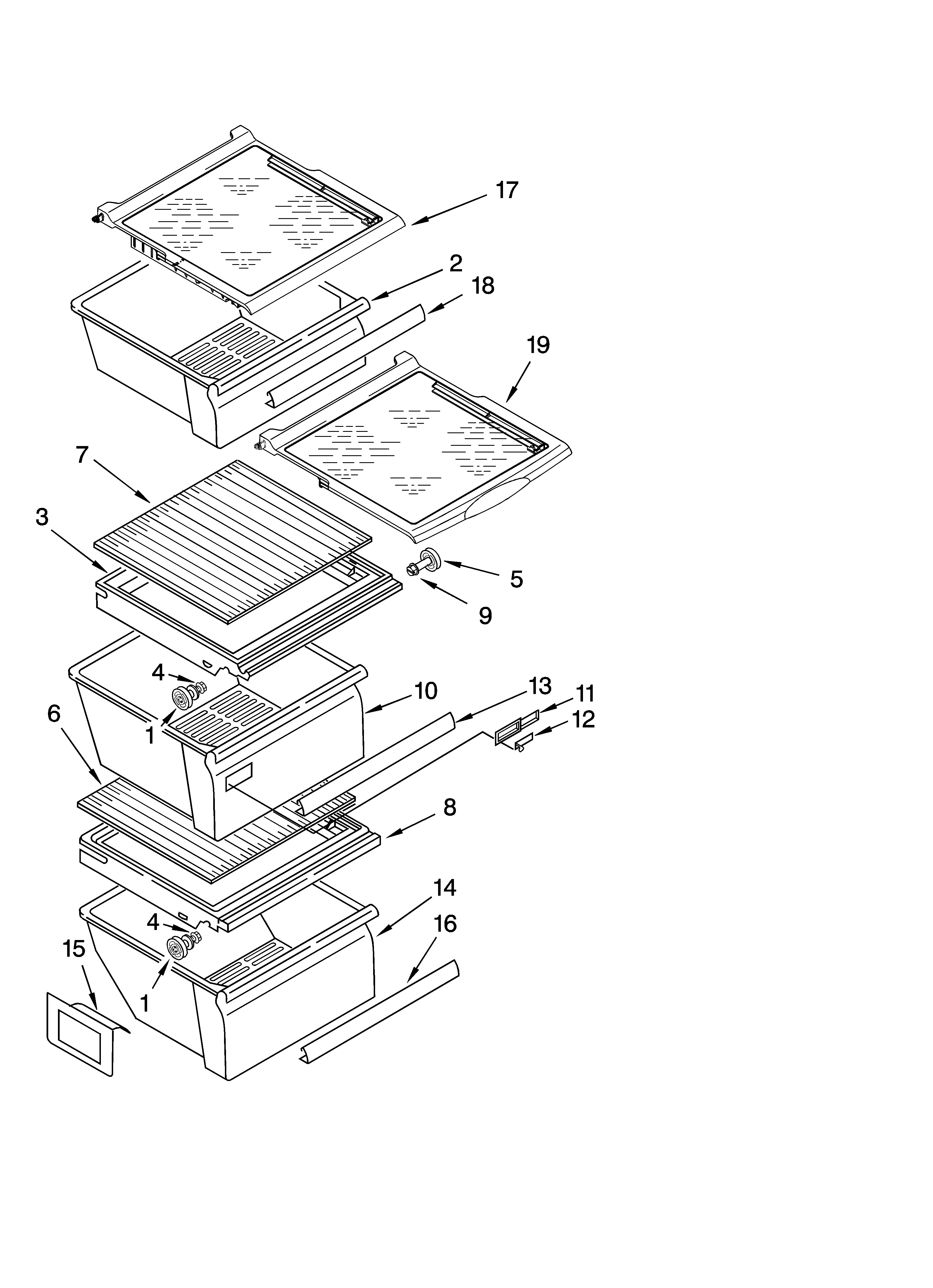 Refrigerator shelf parts