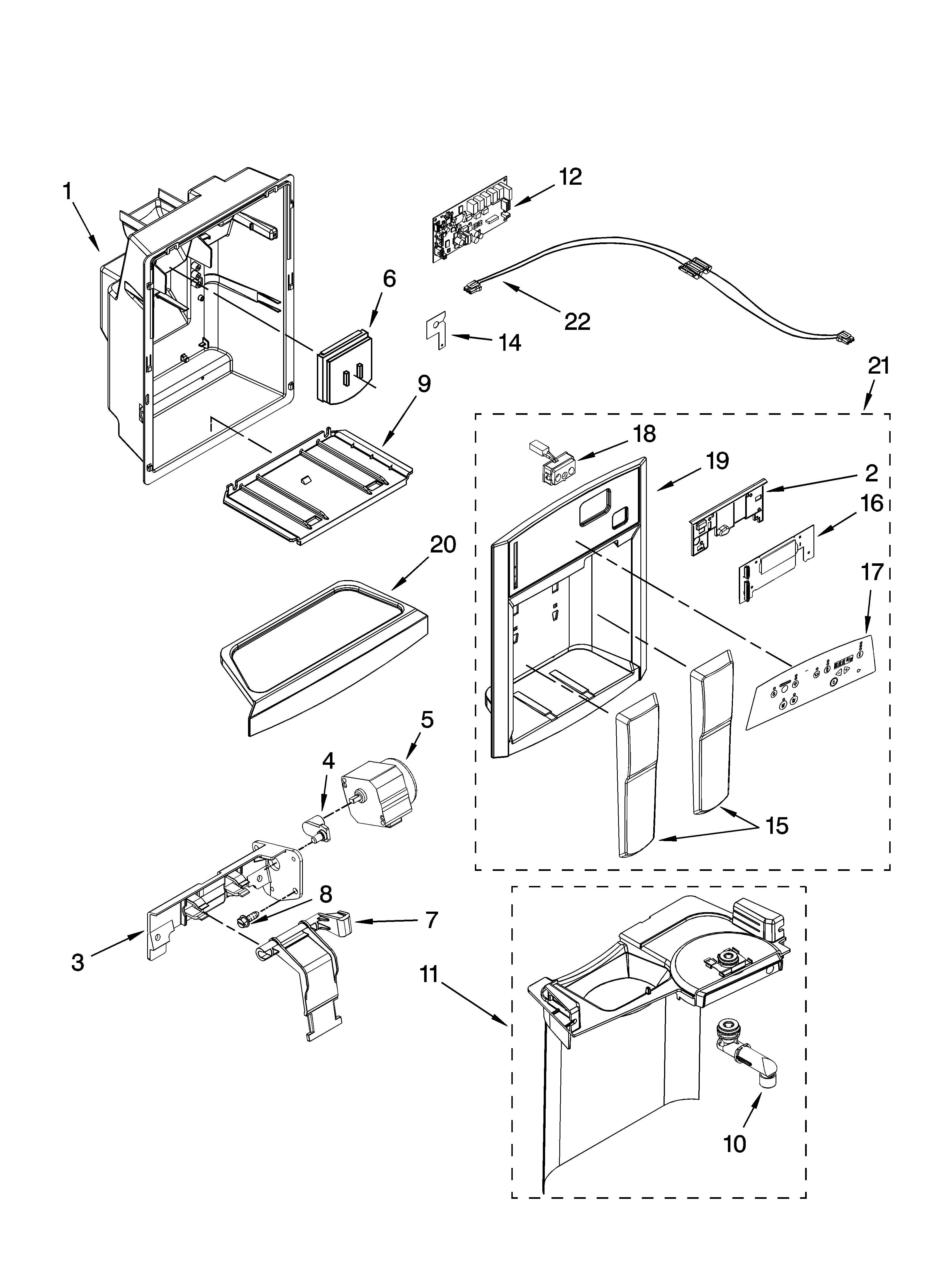 Dispenser front parts
