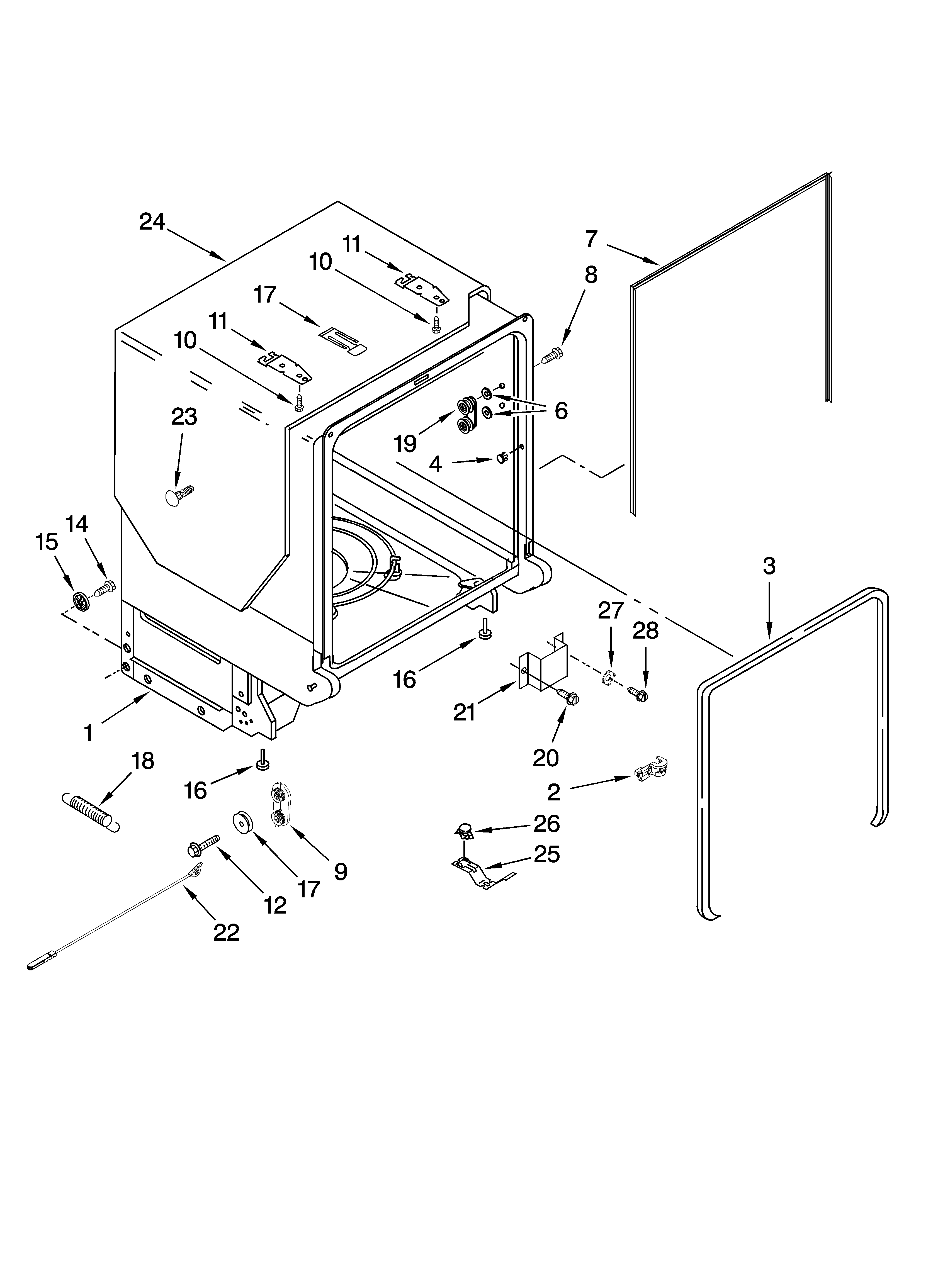 TUB AND FRAME PARTS