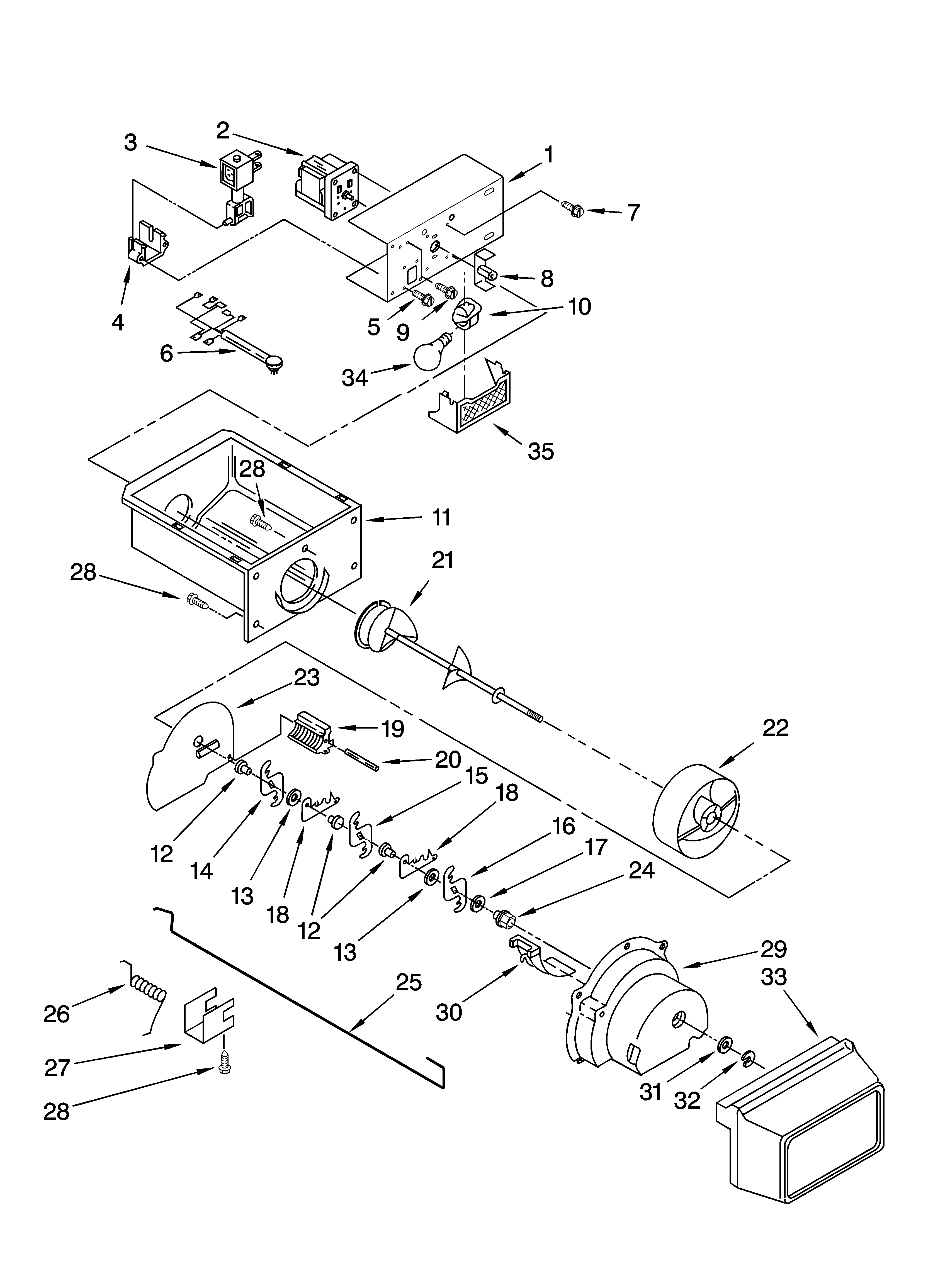 Motor and ice container parts