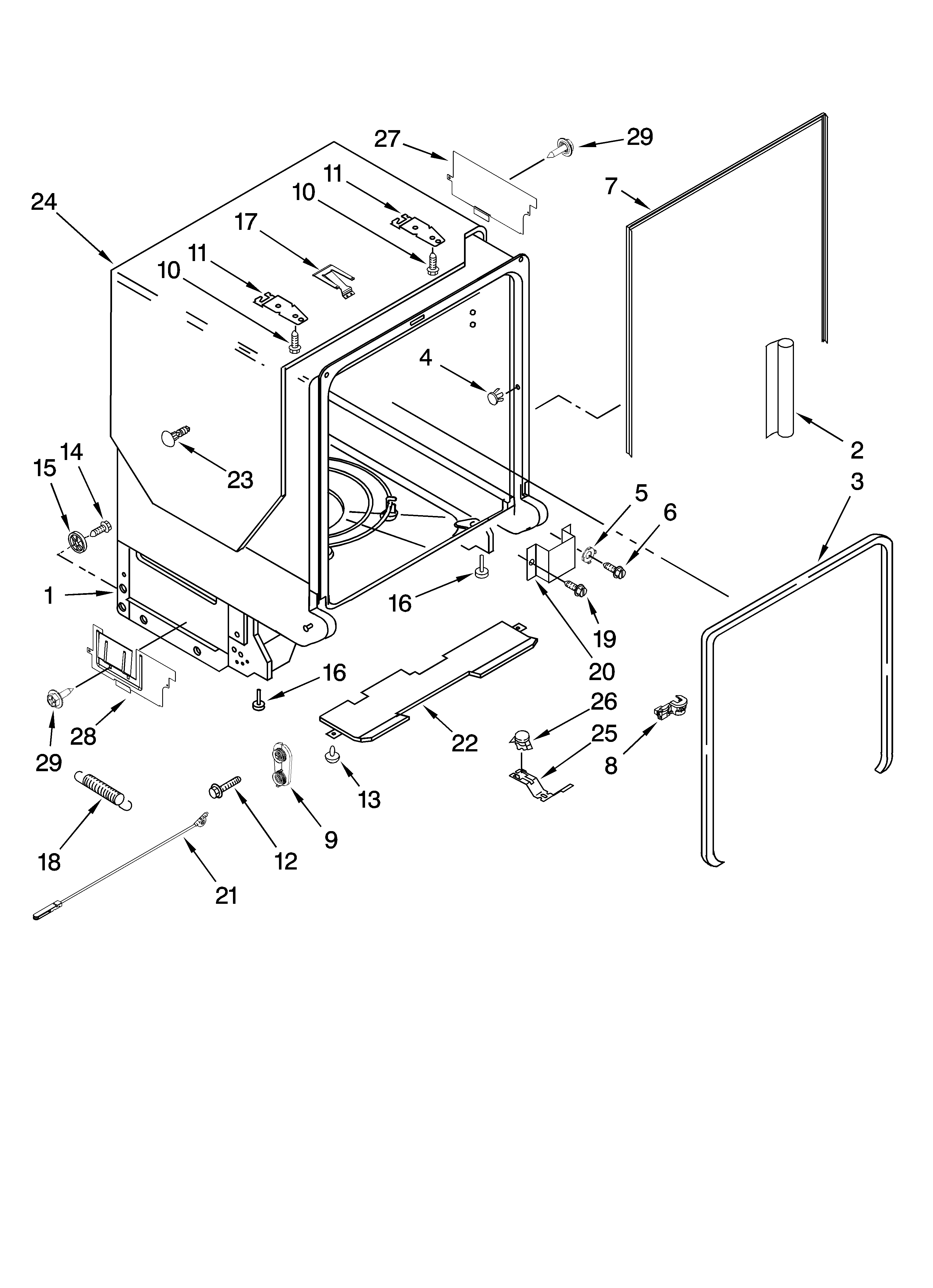 TUB AND FRAME PARTS