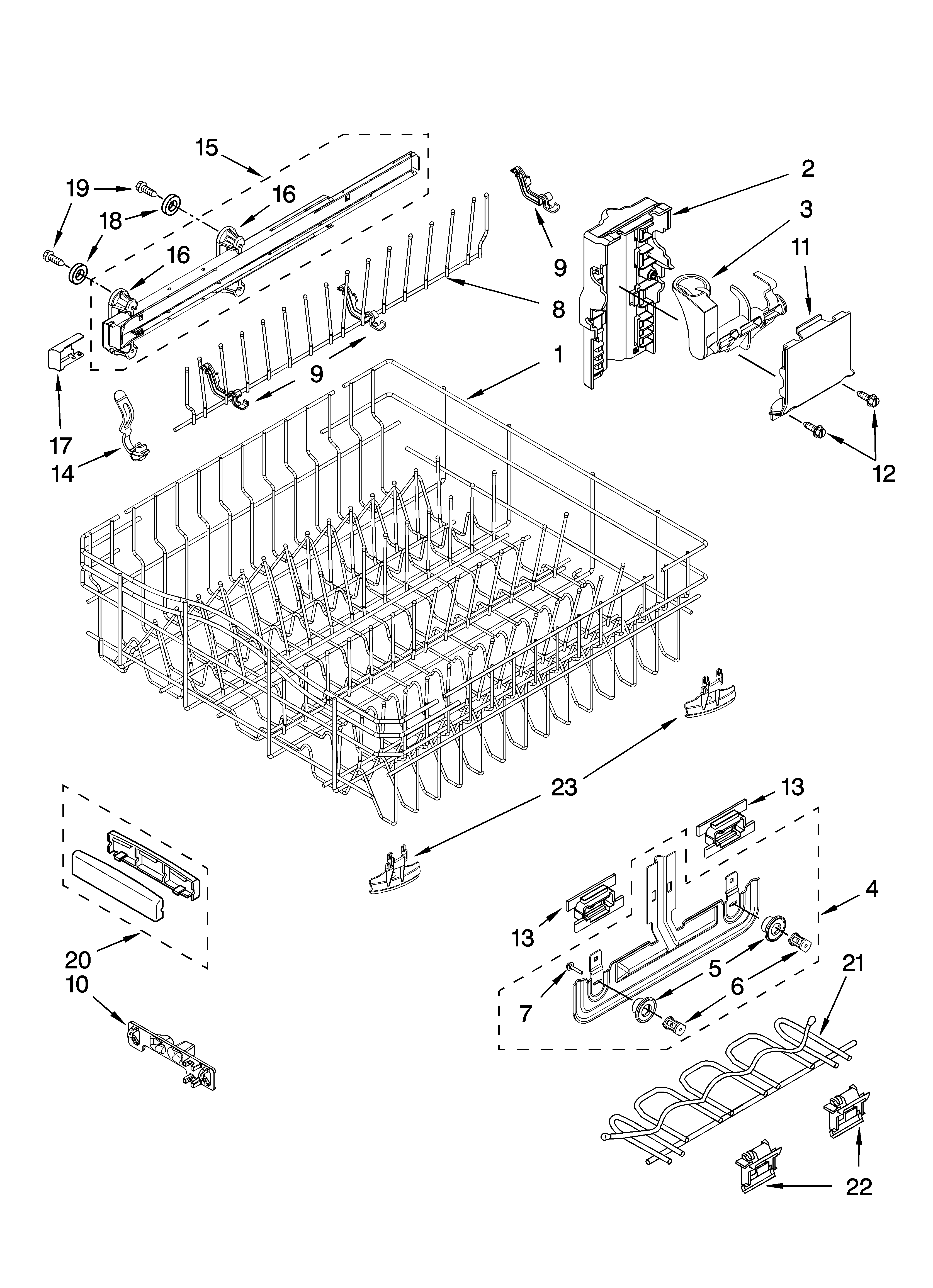 UPPER RACK AND TRACK PARTS