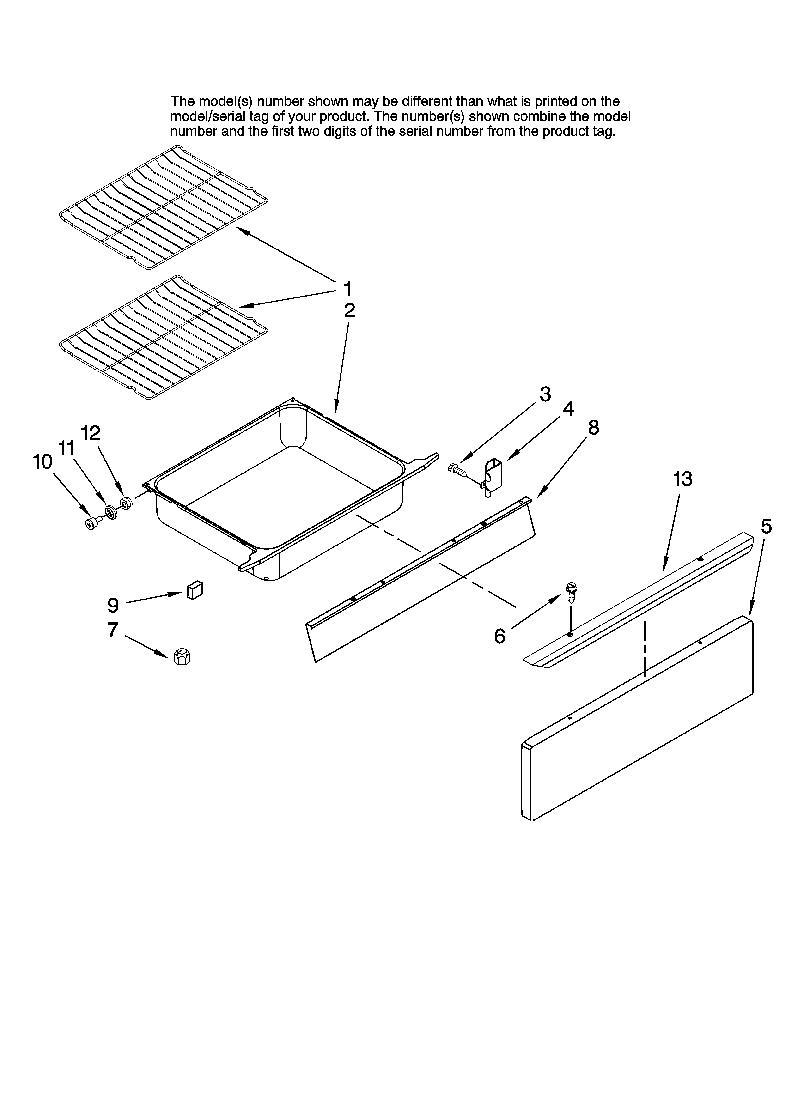 Drawer and rack parts