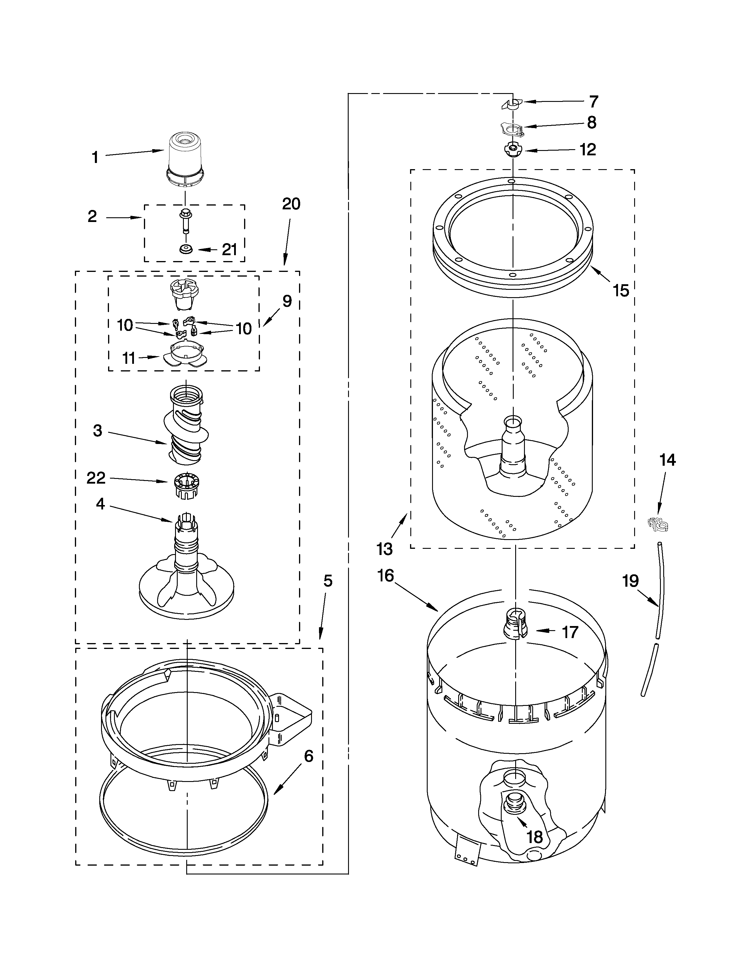 AGITATOR, BASKET AND TUB PARTS