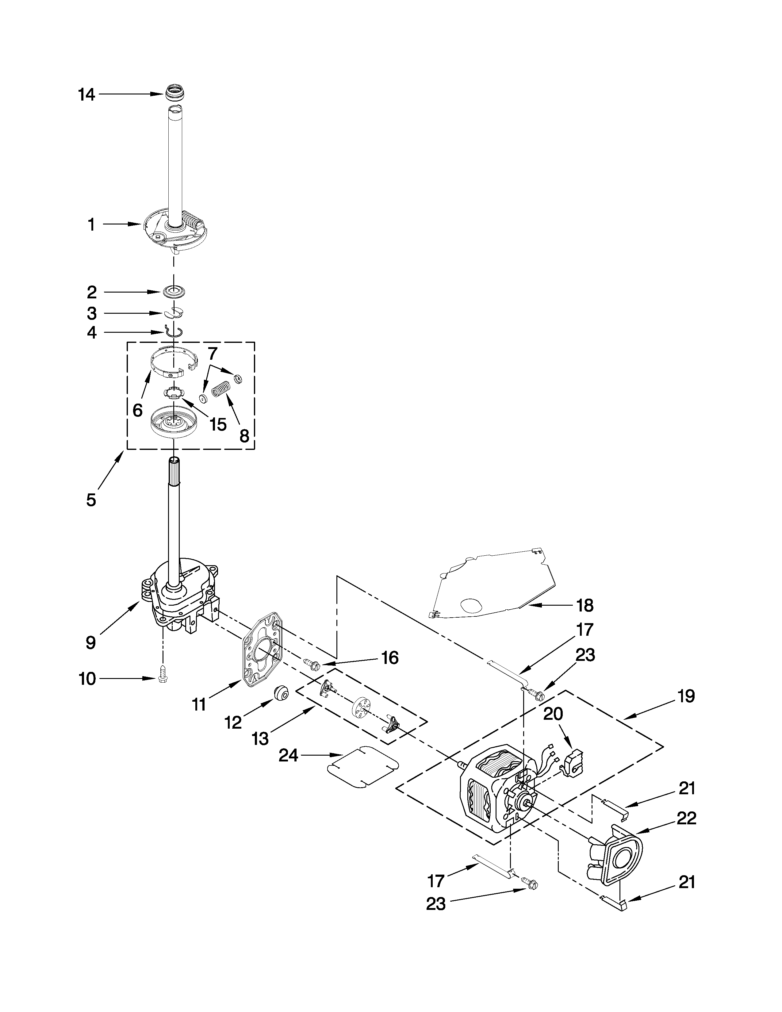 Brake, clutch, gearcase, motor and pump parts