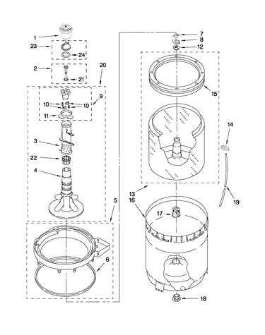 Agitator, basket and tub parts