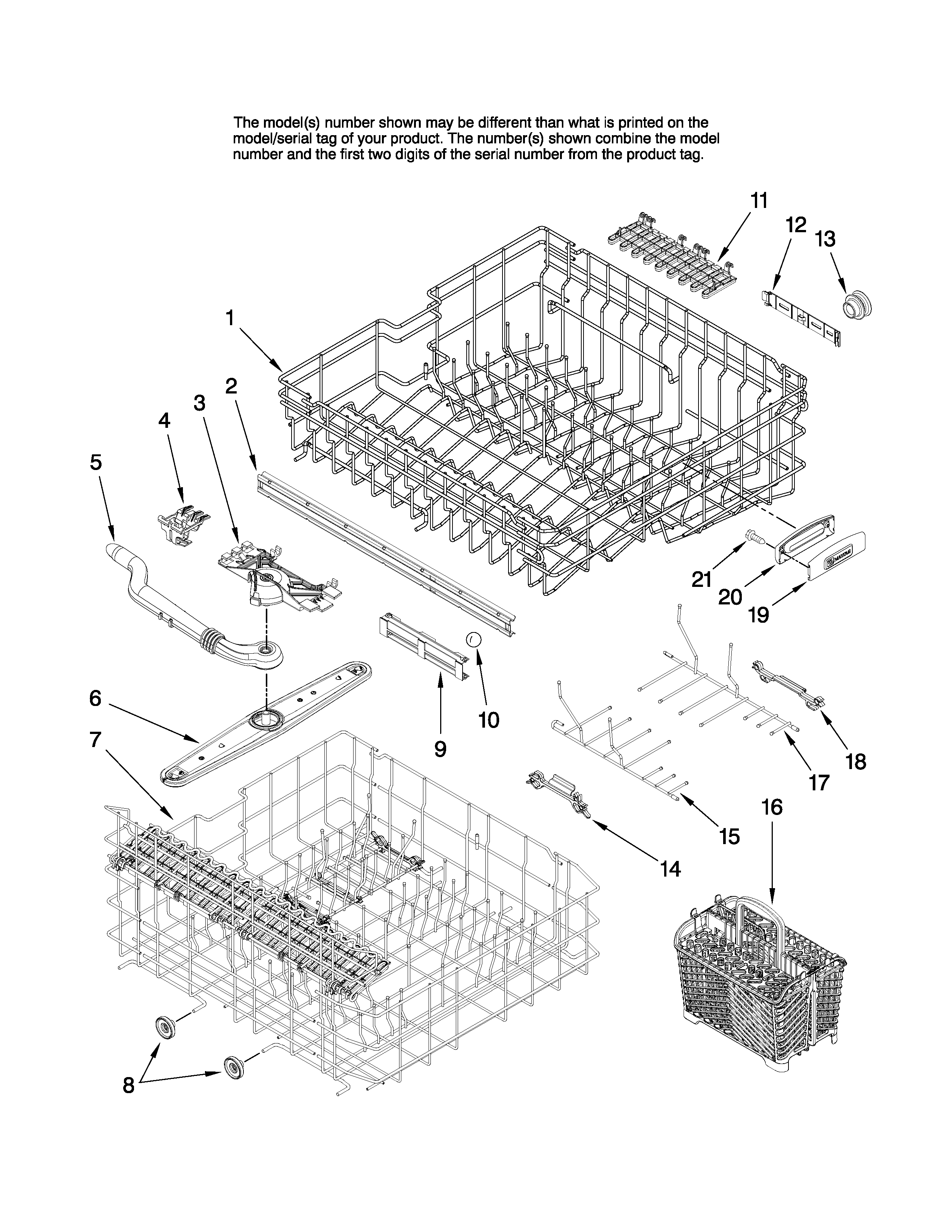 Upper and lower rack parts
