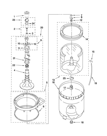 Agitator, basket and tub parts