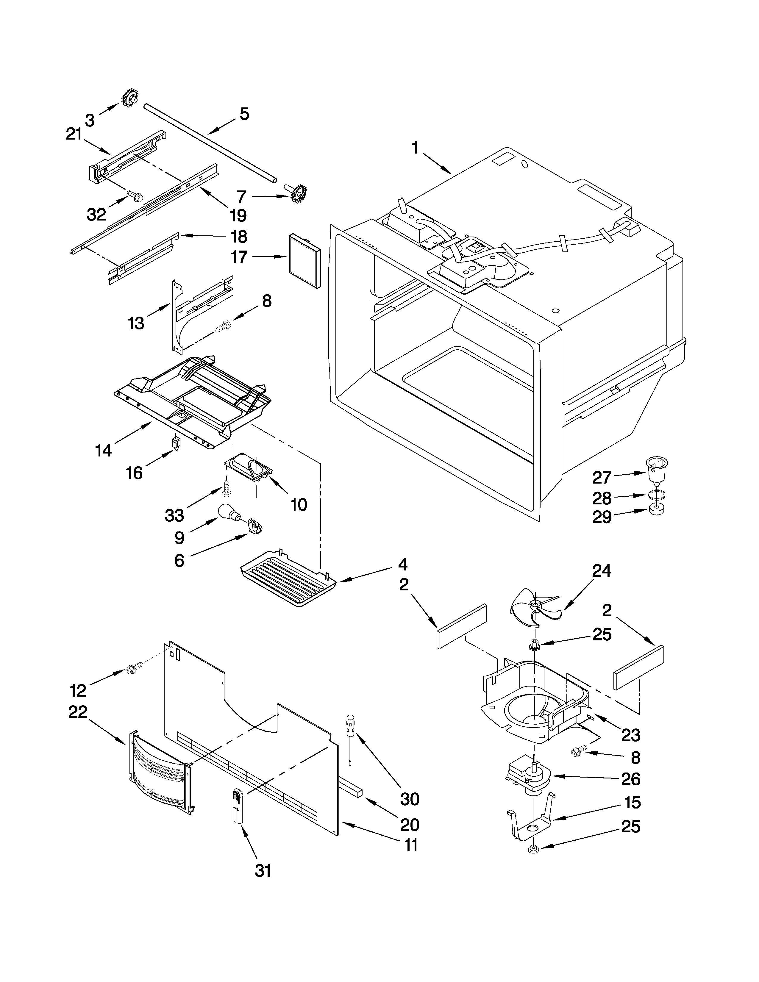 Freezer liner parts
