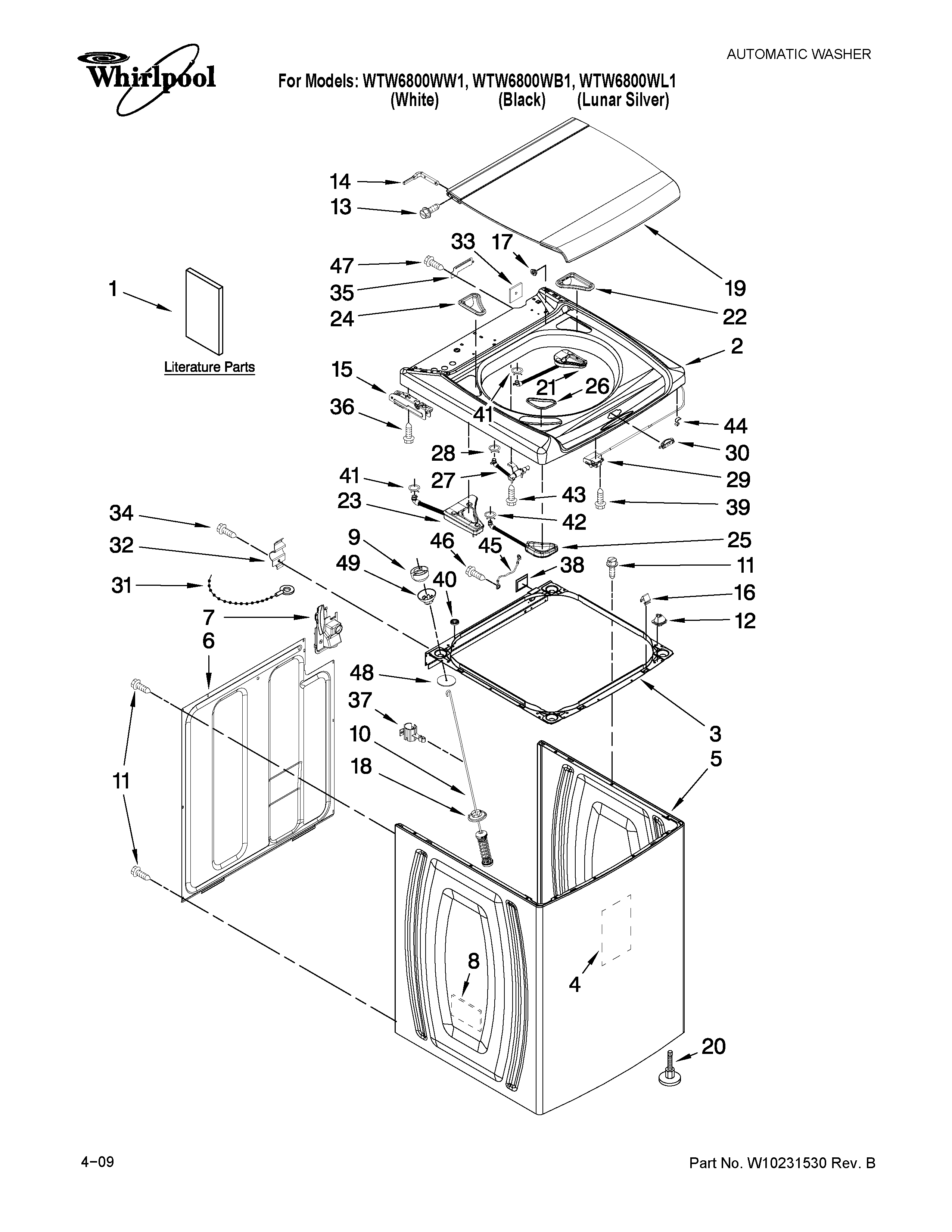 Top and cabinet parts