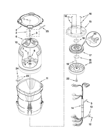 Motor, basket and tub parts
