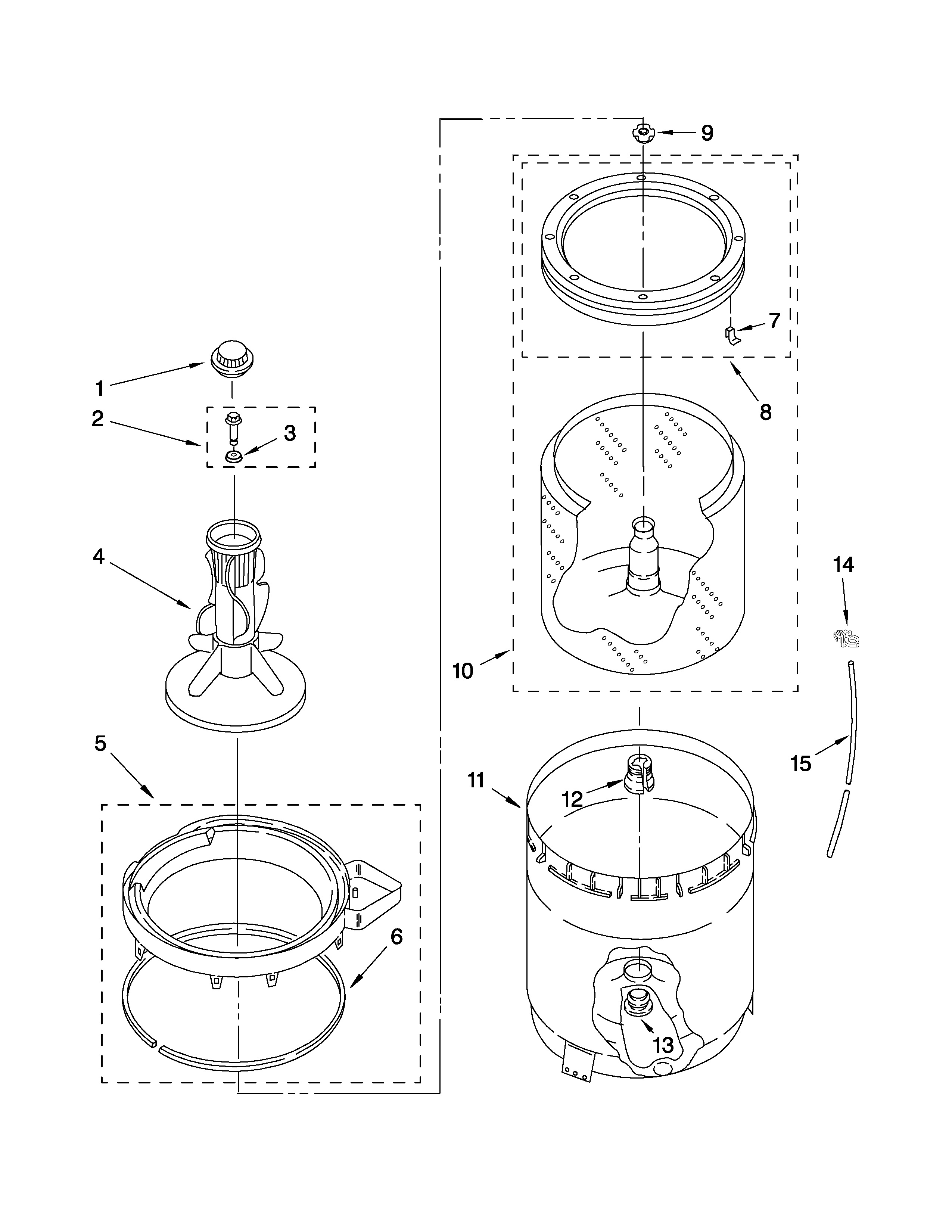 Agitator, basket and tub parts