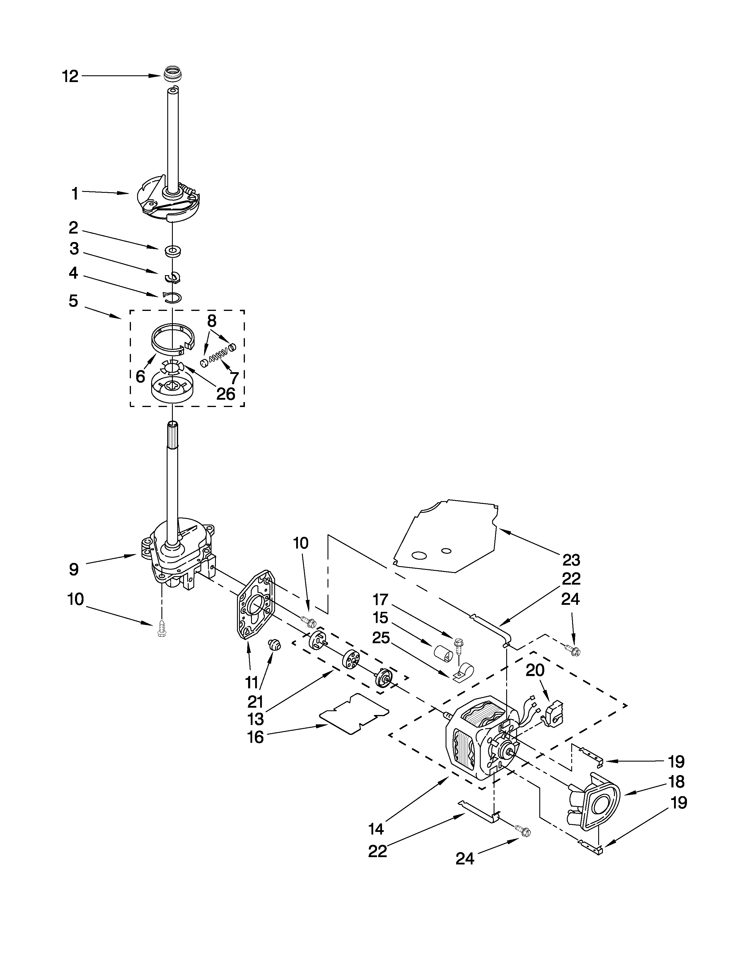 Brake, clutch, gearcase, motor and pump parts