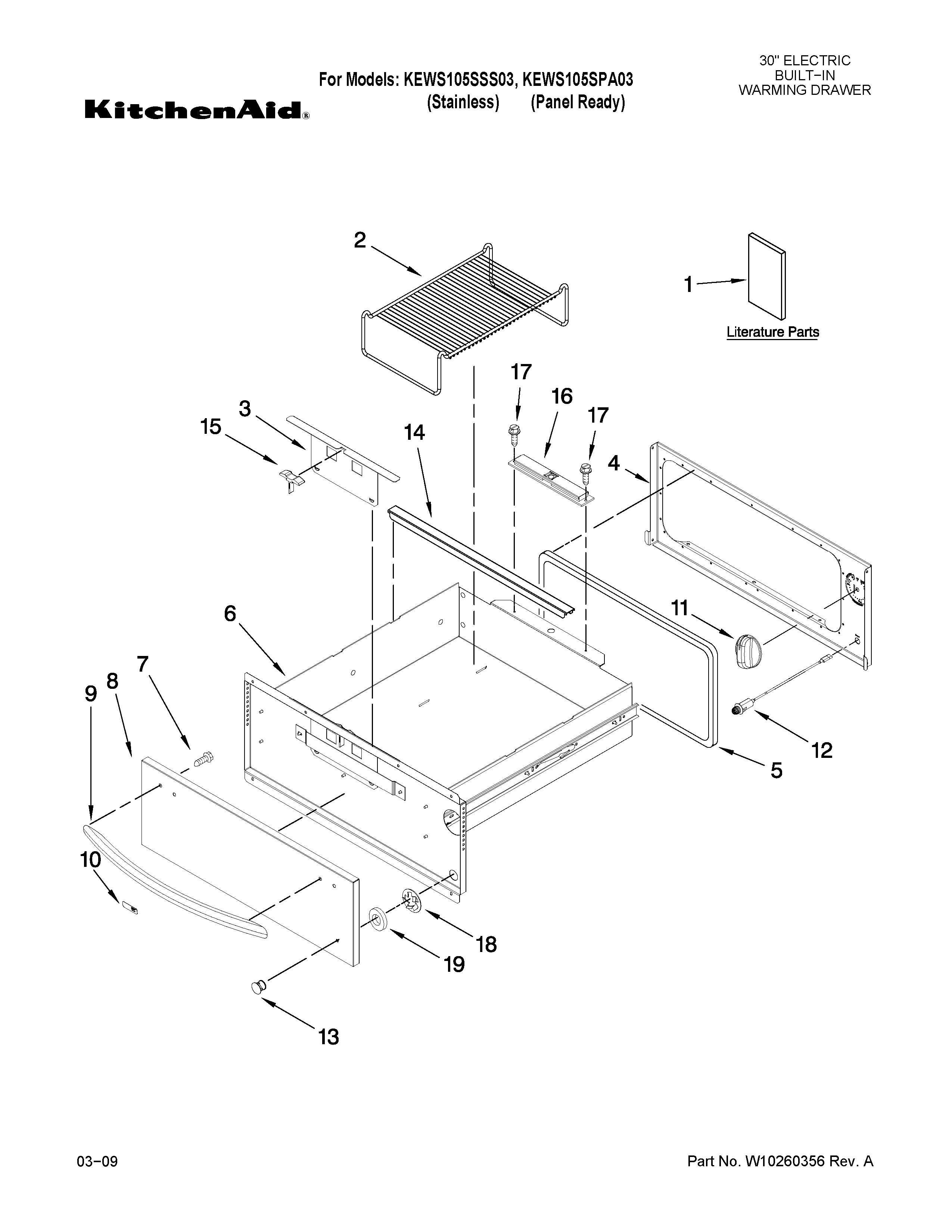 Control, door and drawer parts