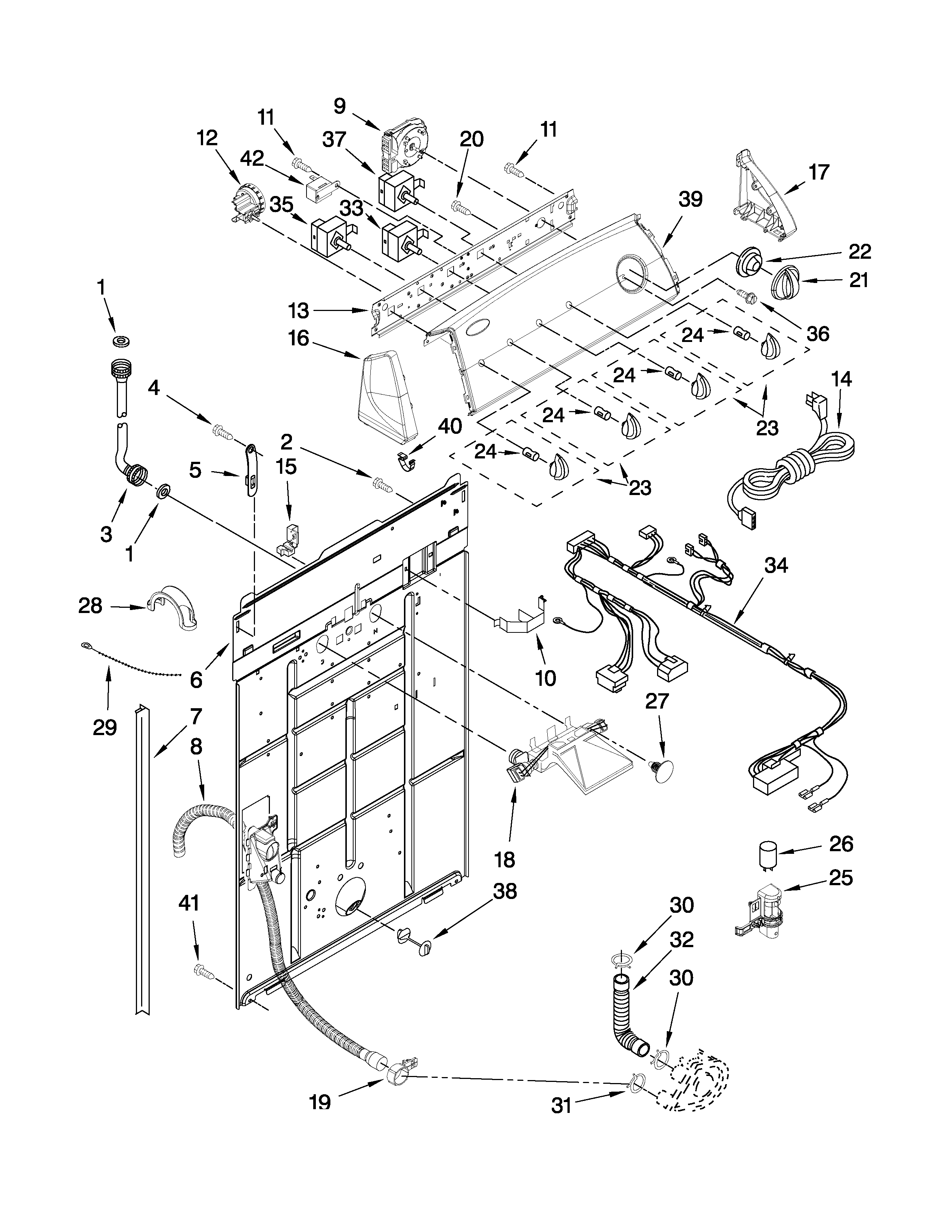 Controls and rear panel parts