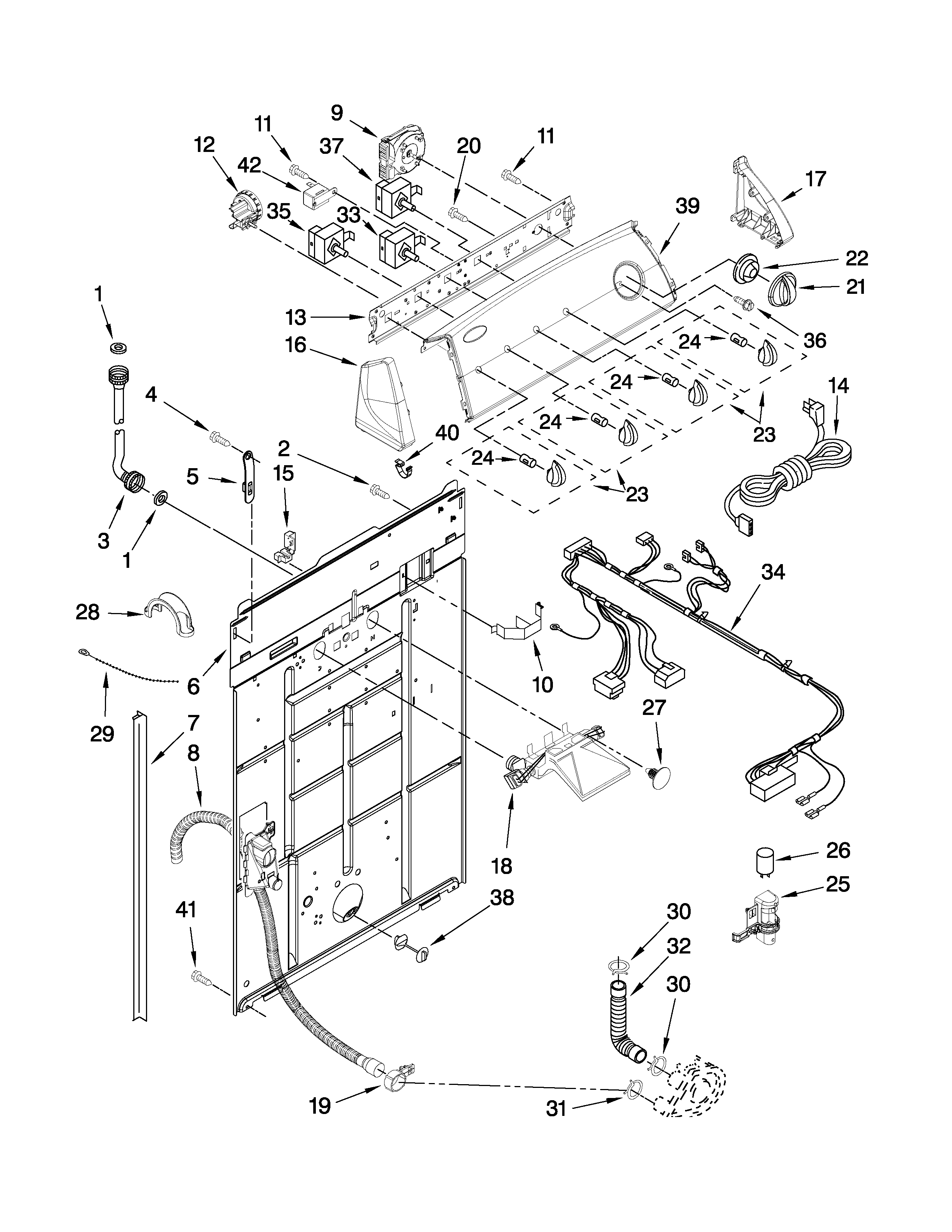 Controls and rear panel parts
