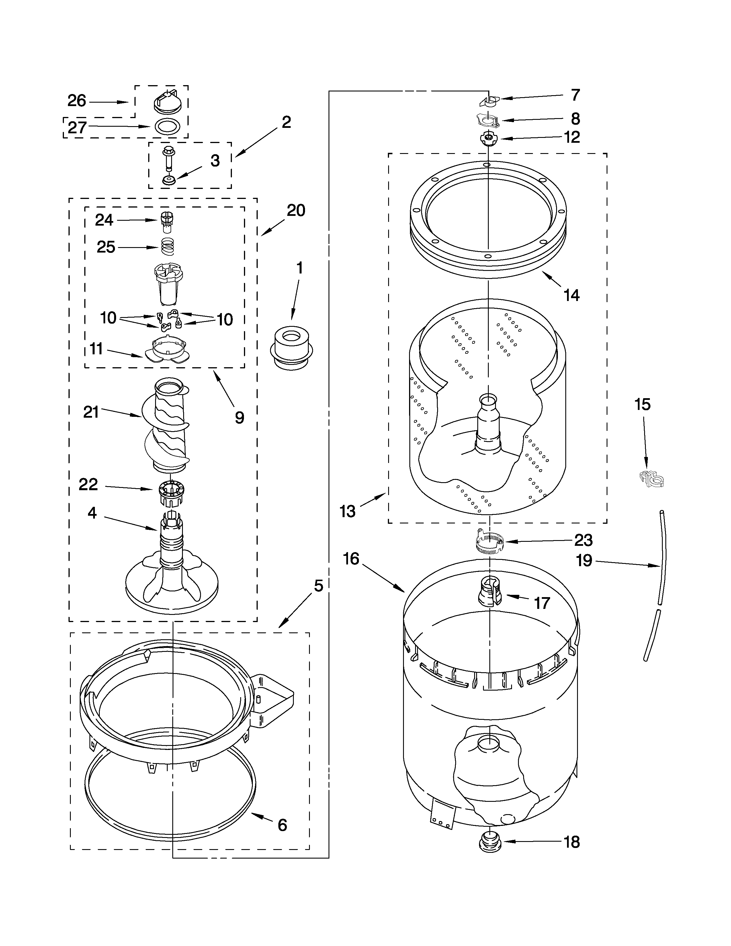 AGITATOR, BASKET AND TUB PARTS