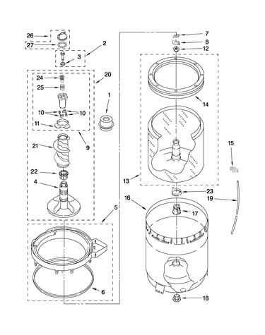 Agitator, basket and tub parts