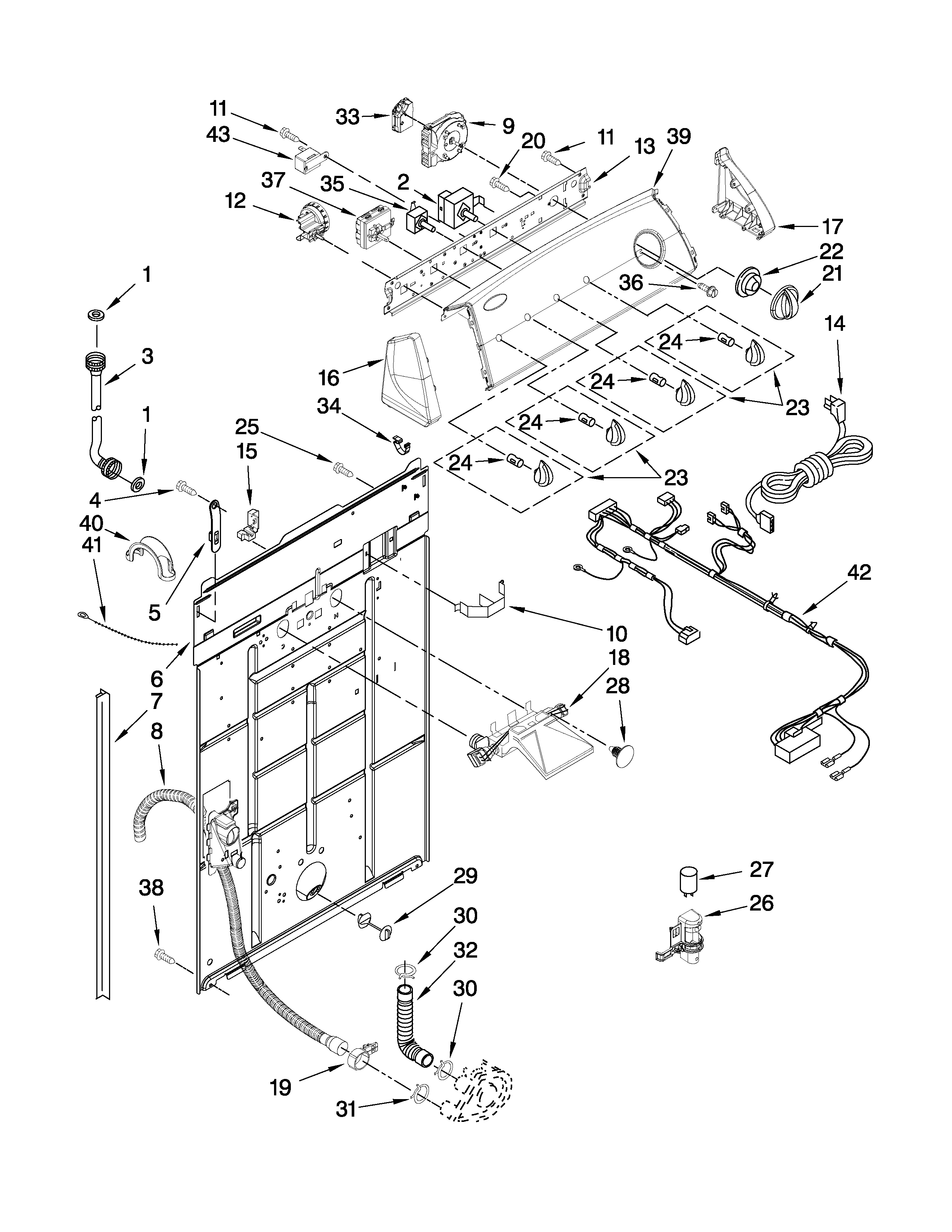 Controls and rear panel parts