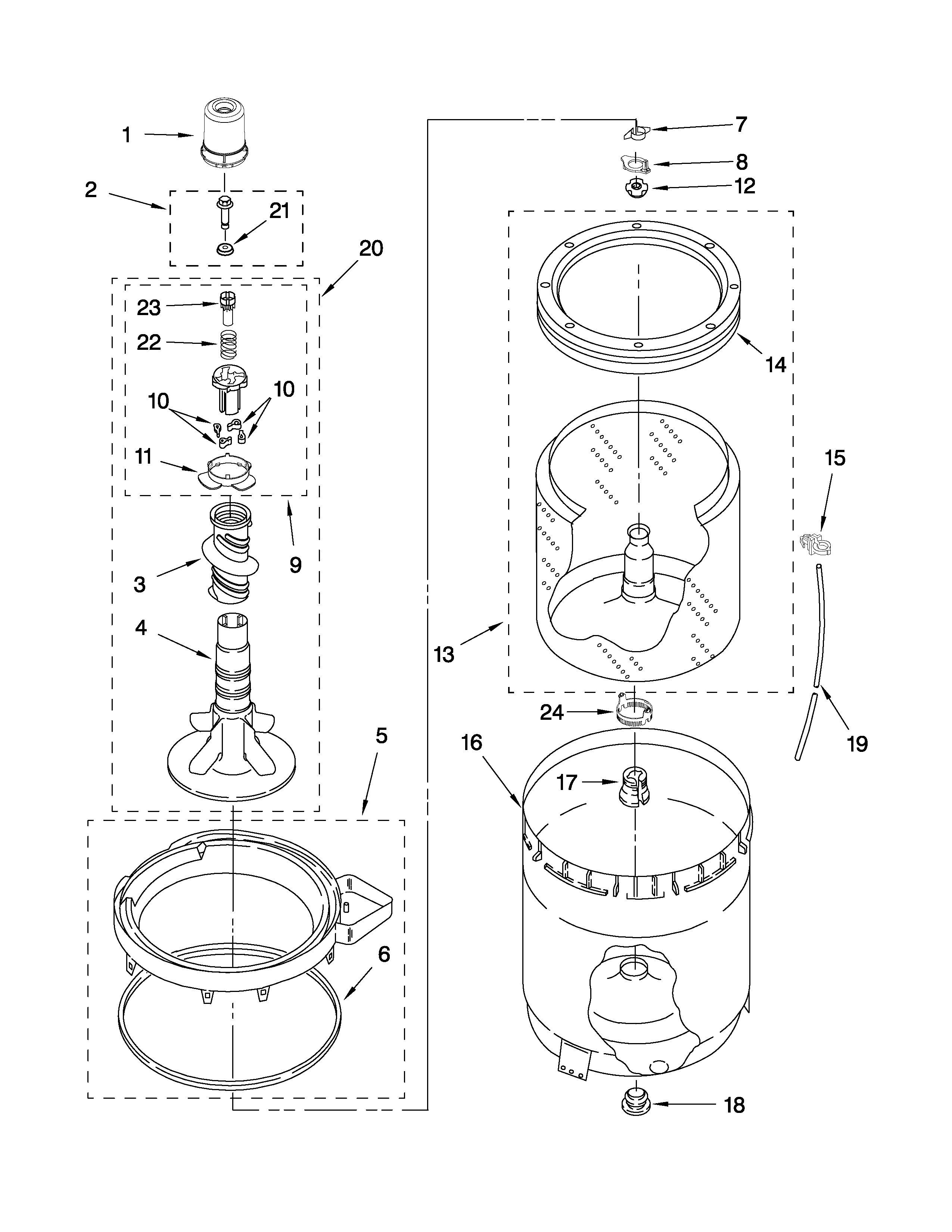 AGITATOR, BASKET AND TUB PARTS