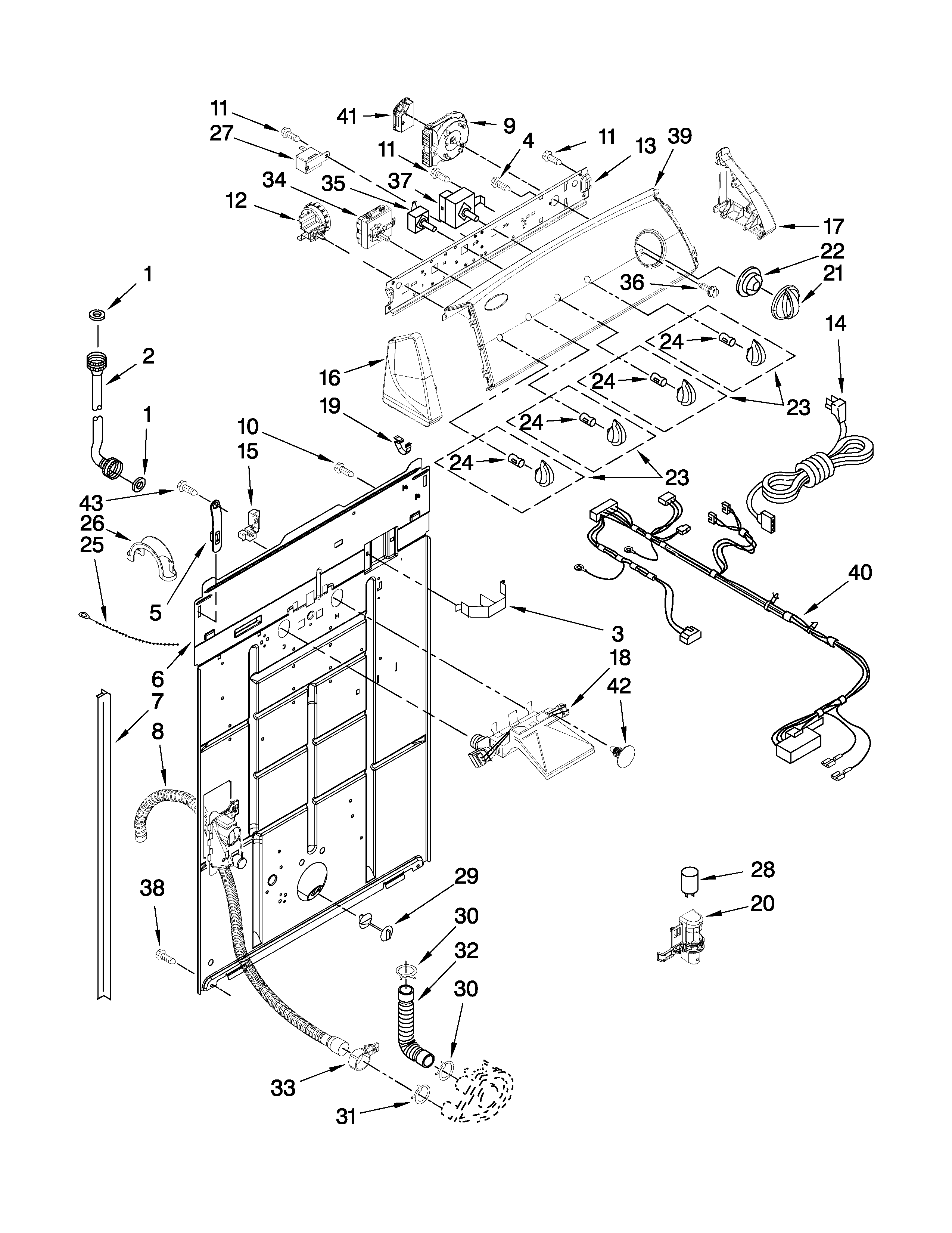Controls and rear panel parts
