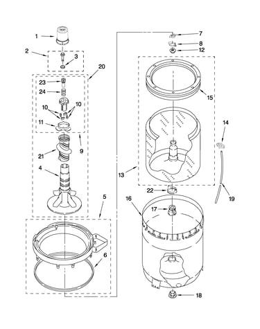Agitator, basket and tub parts