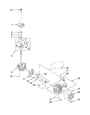 Brake, clutch, gearcase, motor and pump parts