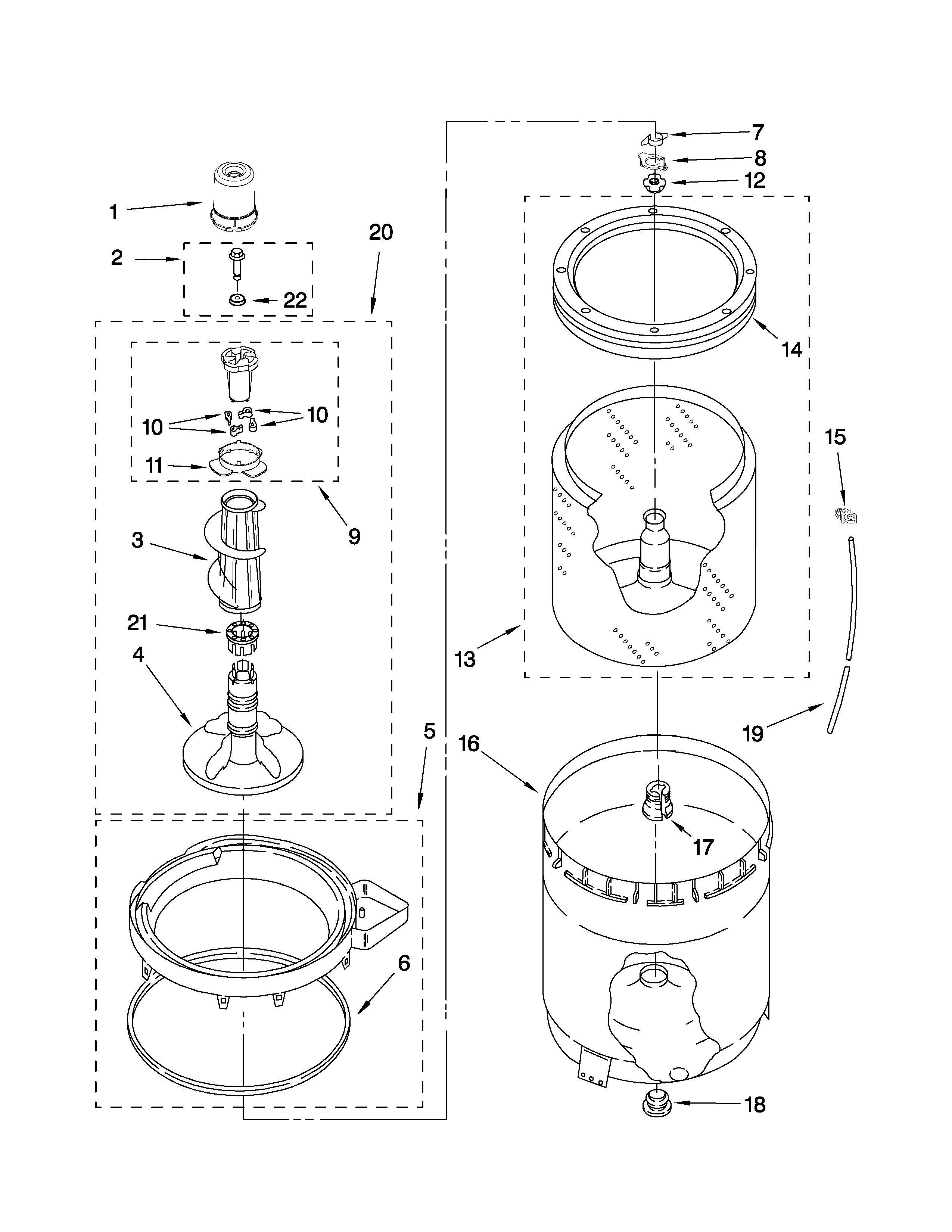 AGITATOR, BASKET AND TUB PARTS