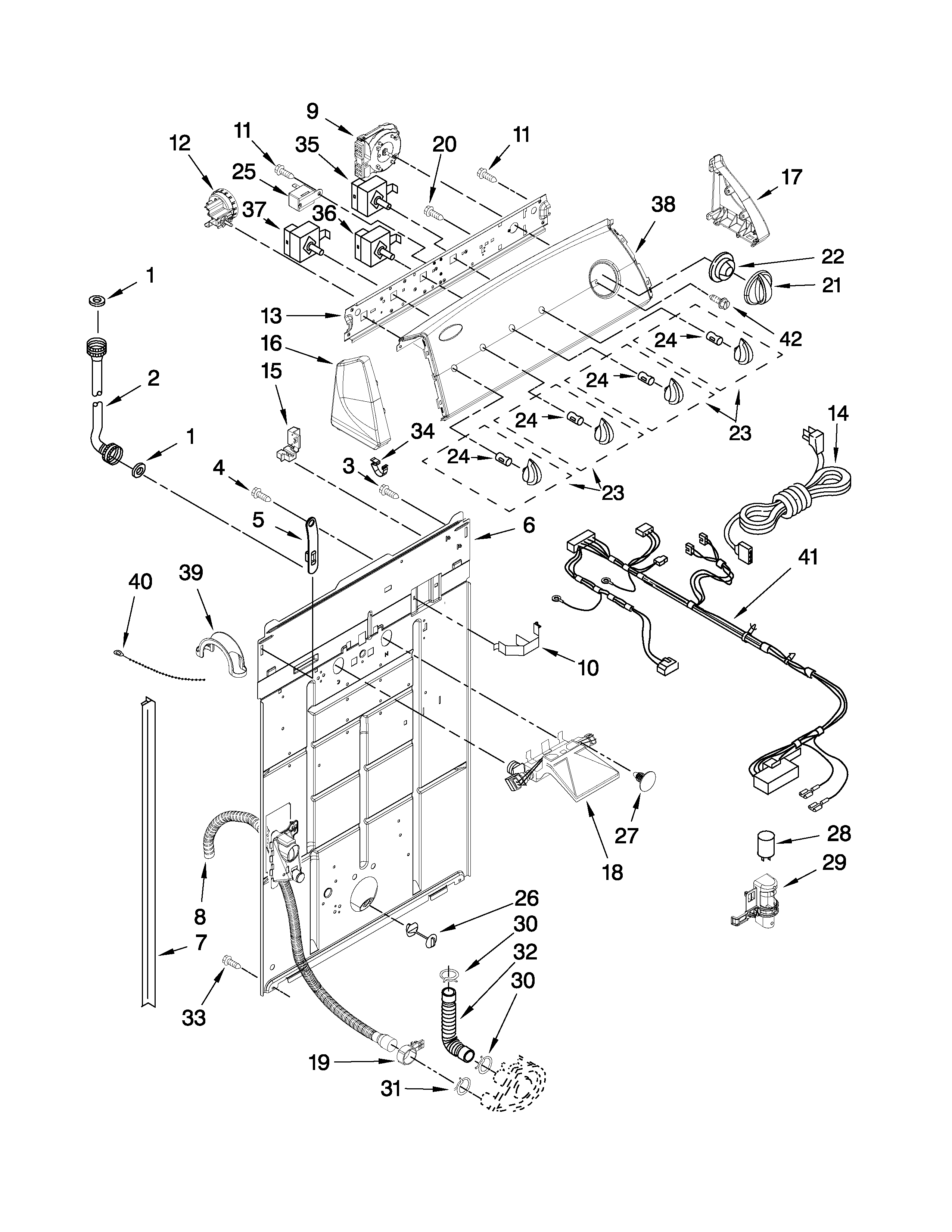 Controls and rear panel parts