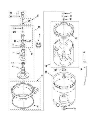 Agitator, basket and tub parts