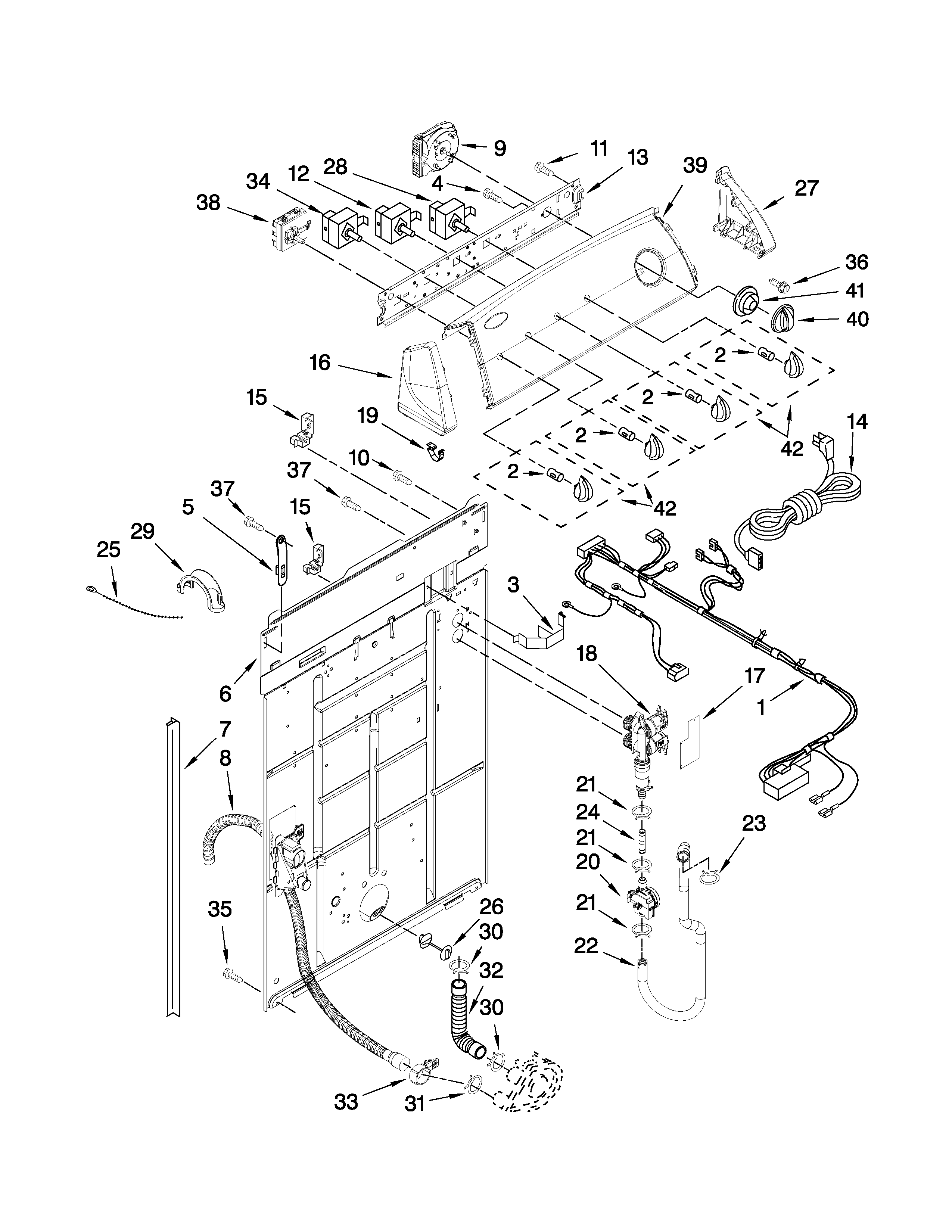 Controls and rear panel parts