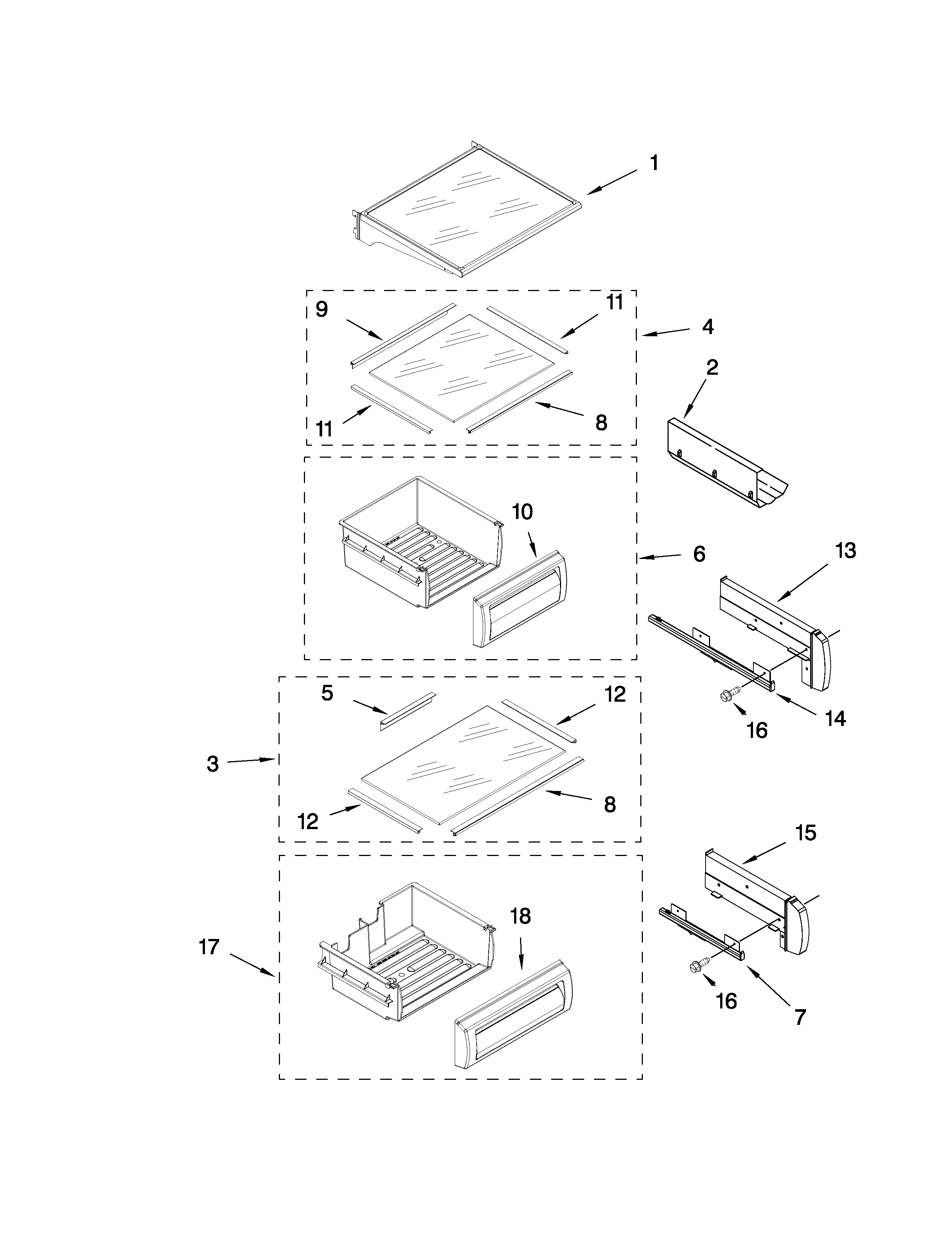 Refrigerator shelf parts