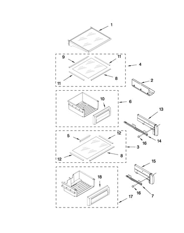 Refrigerator shelf parts