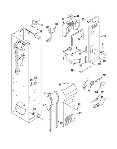 Freezer liner and air flow parts