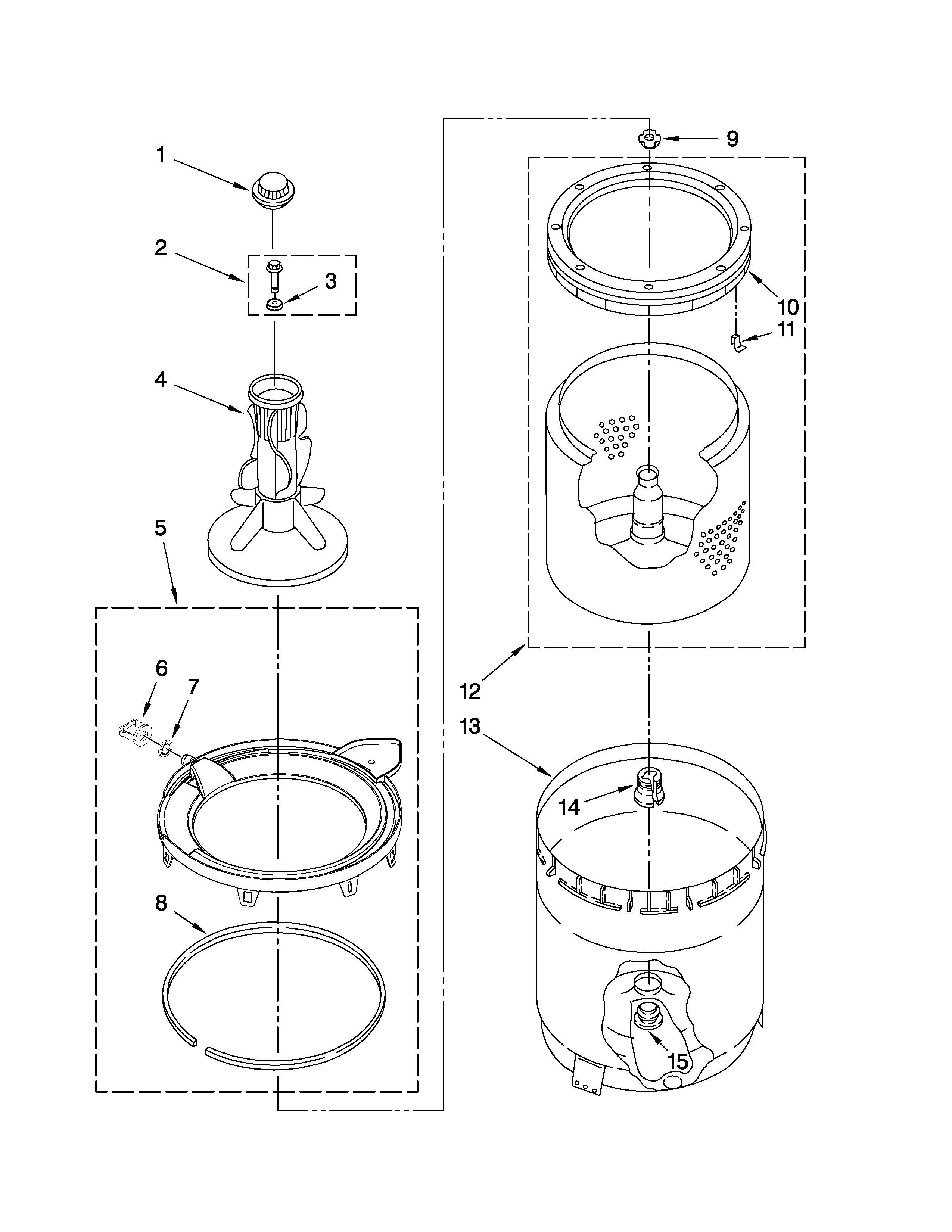 Agitator, basket and tub parts